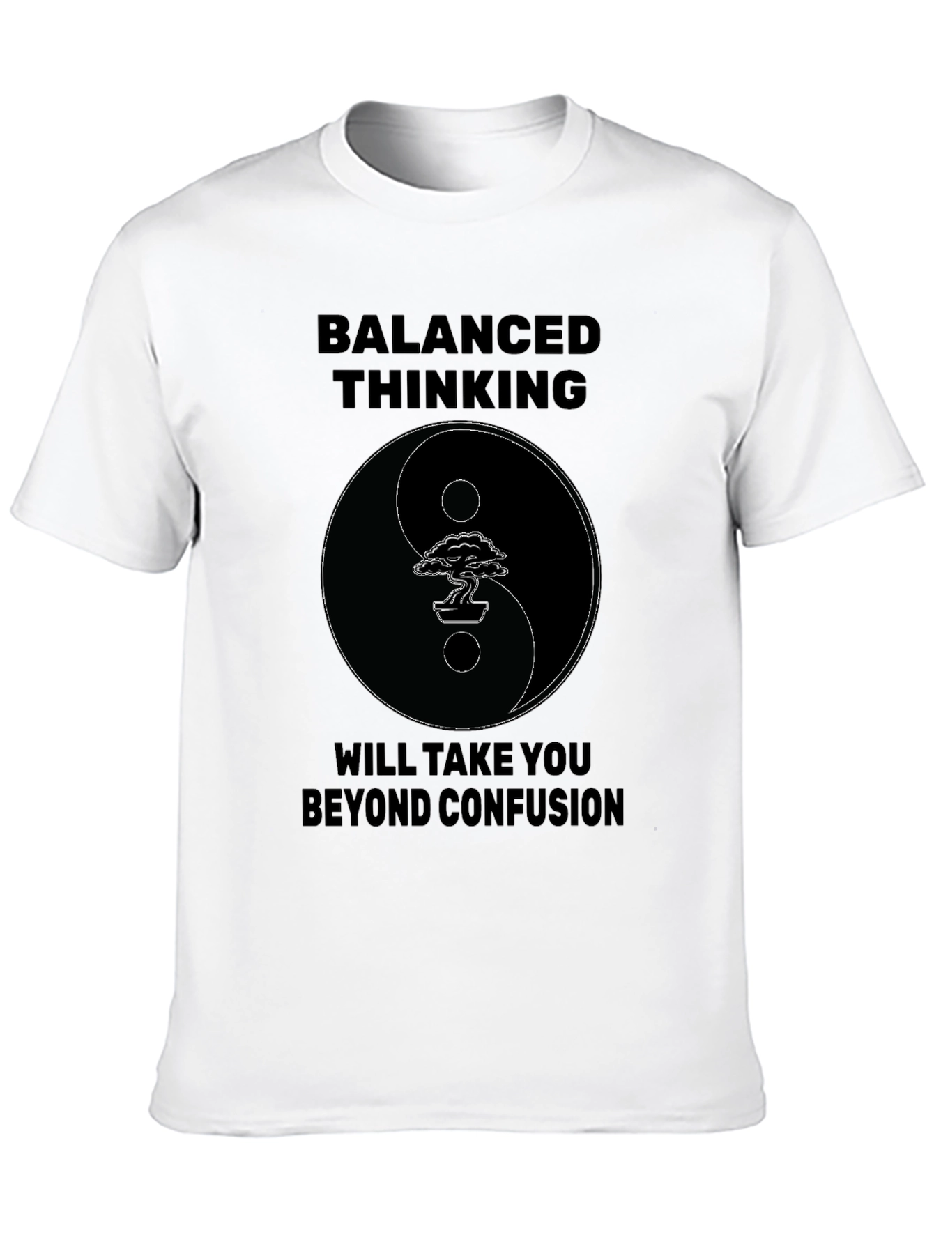 Black Balanced Thinking Yin Yang Bonsai T-Shirt view 10