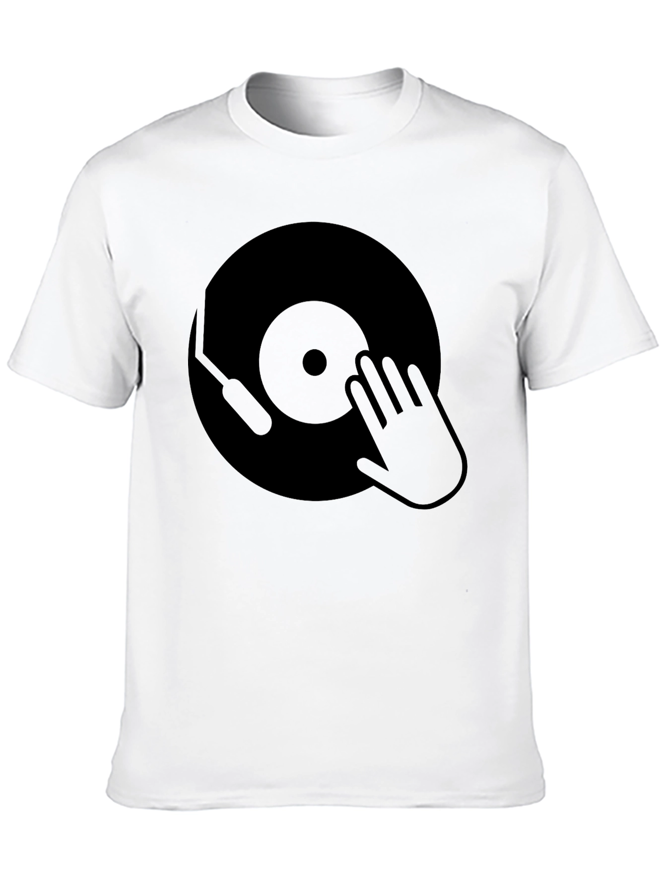 Black DJ Vinyl Record Graphic Tee - Black Cotton T-Shirt view 10