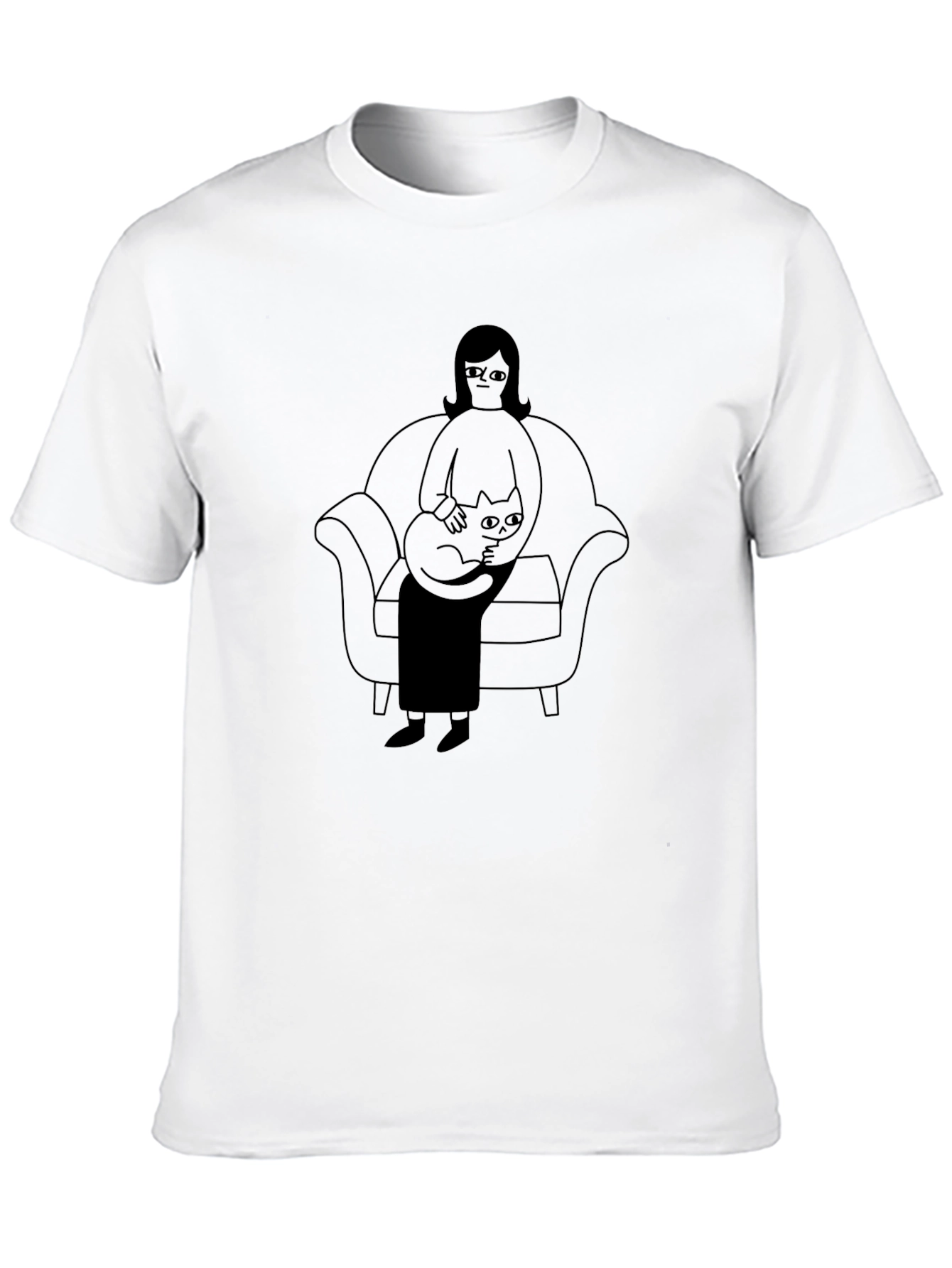 Black Casual Black T-Shirt with Cat Lady Graphic view 10