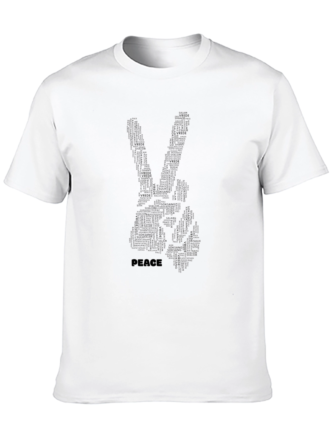 Black Peace Sign Word Art T-Shirt - Black view 10