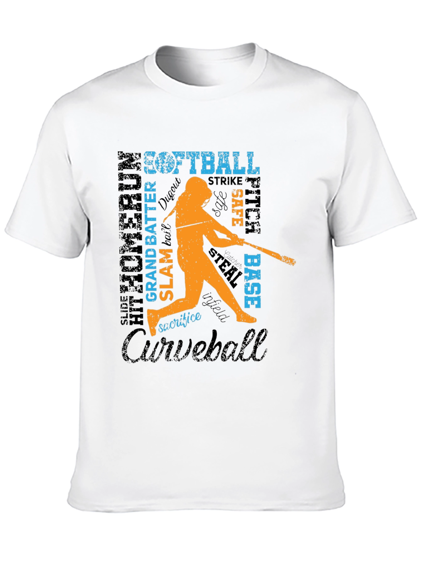 Black Softball Word Art Graphic T-Shirt view 10