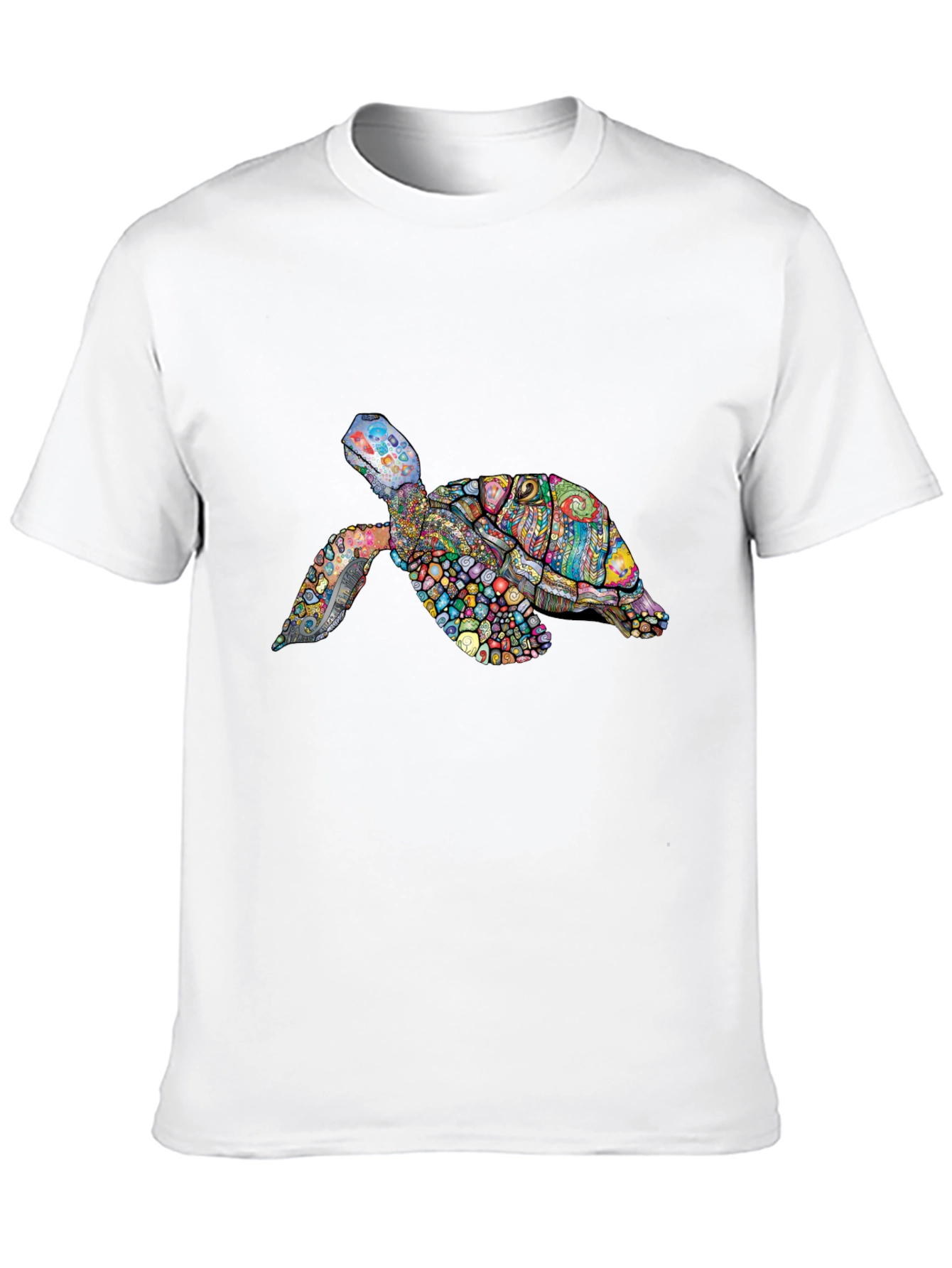 Black Vibrant Turtle Graphic Tee - Black Cotton T-Shirt view 10