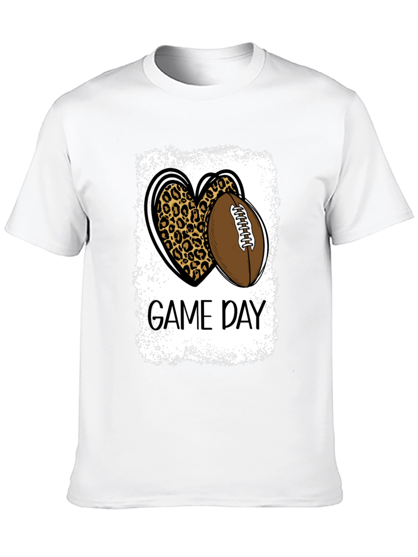 Black Game Day Leopard Heart Football T-Shirt view 10