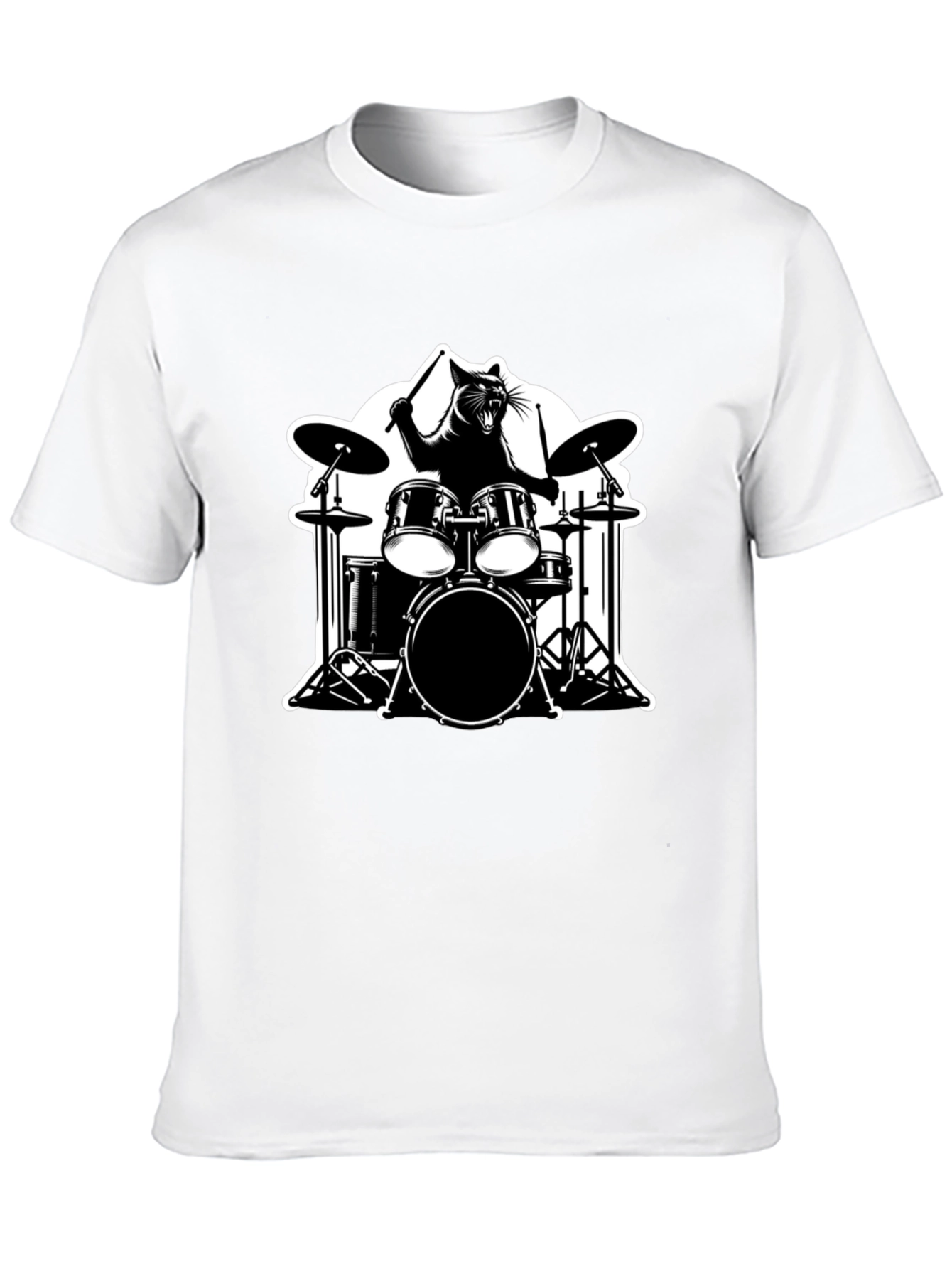 Black Cat Drummer Graphic T-Shirt view 10