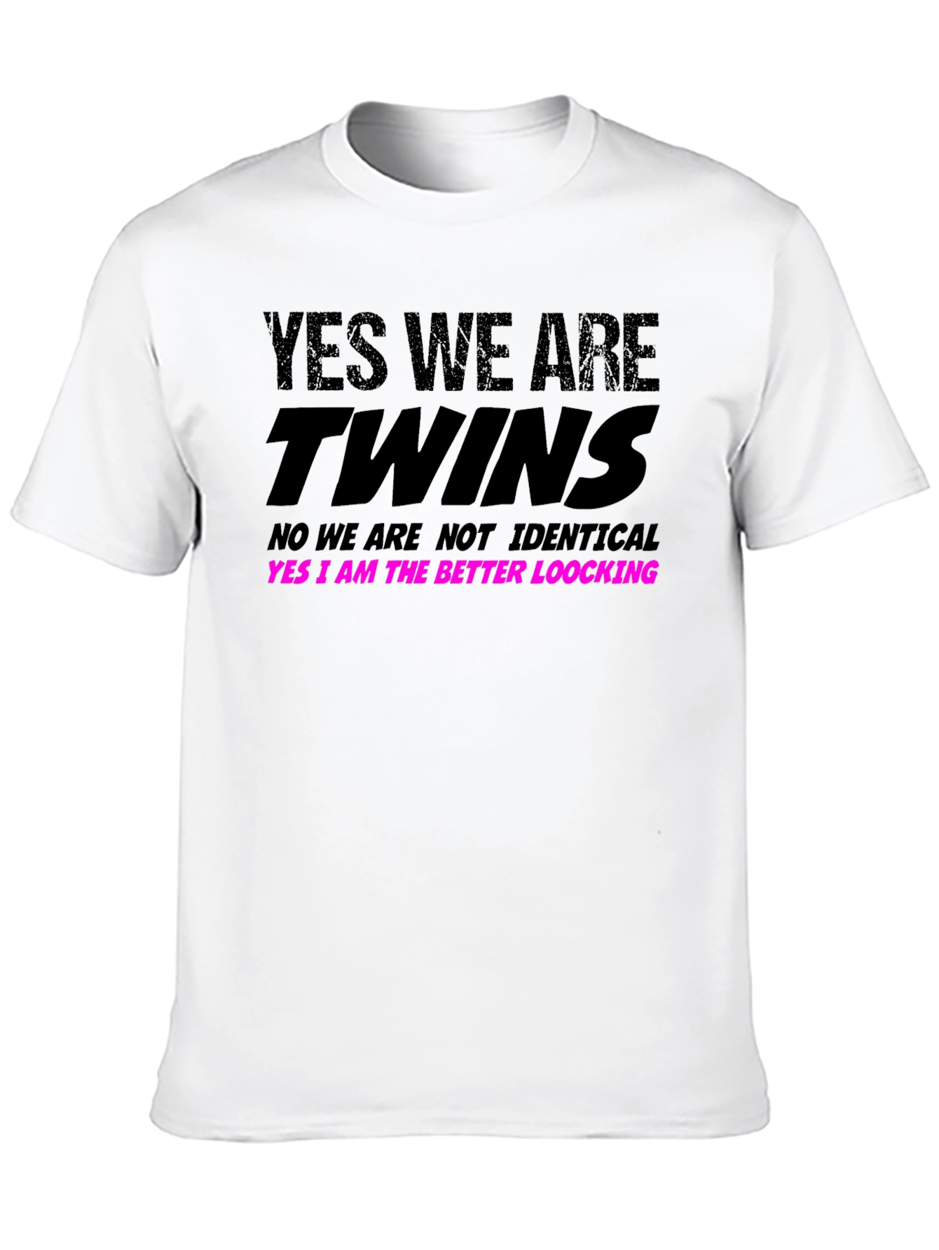 Black Funny Twins T-Shirt -  Yes We Are Twins Sibling Humor view 10
