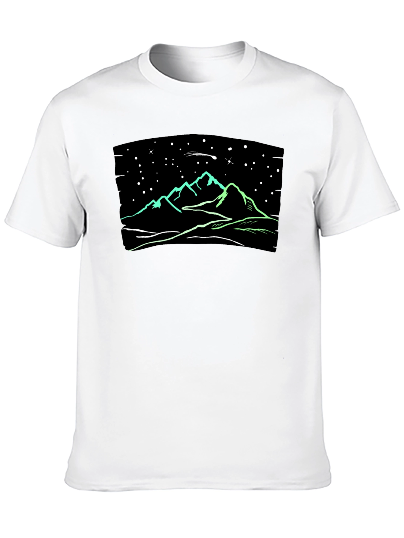 Black Night Sky Mountain T-Shirt - Glow in the Dark view 10
