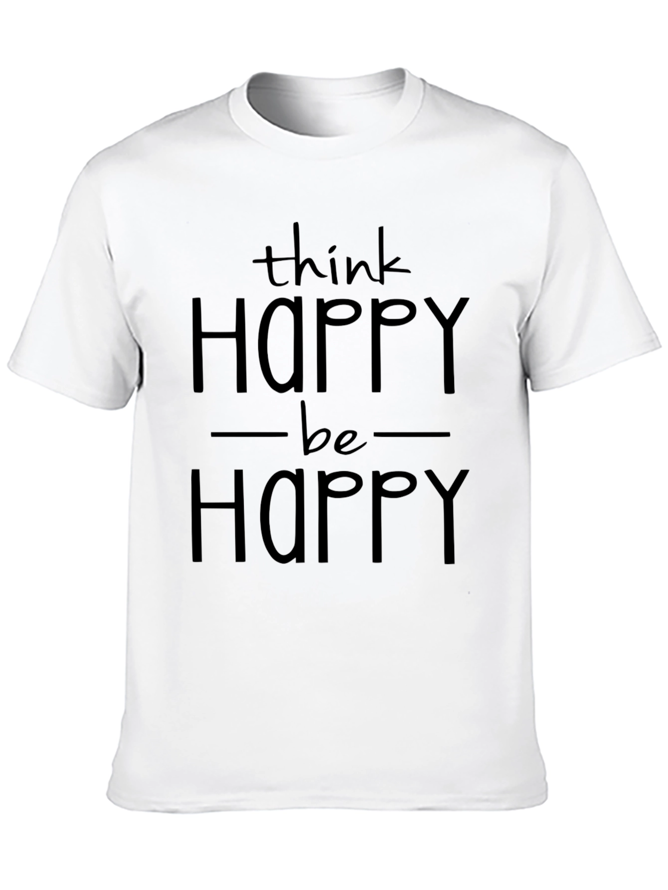 Black Think Happy, Be Happy Graphic T-Shirt view 10
