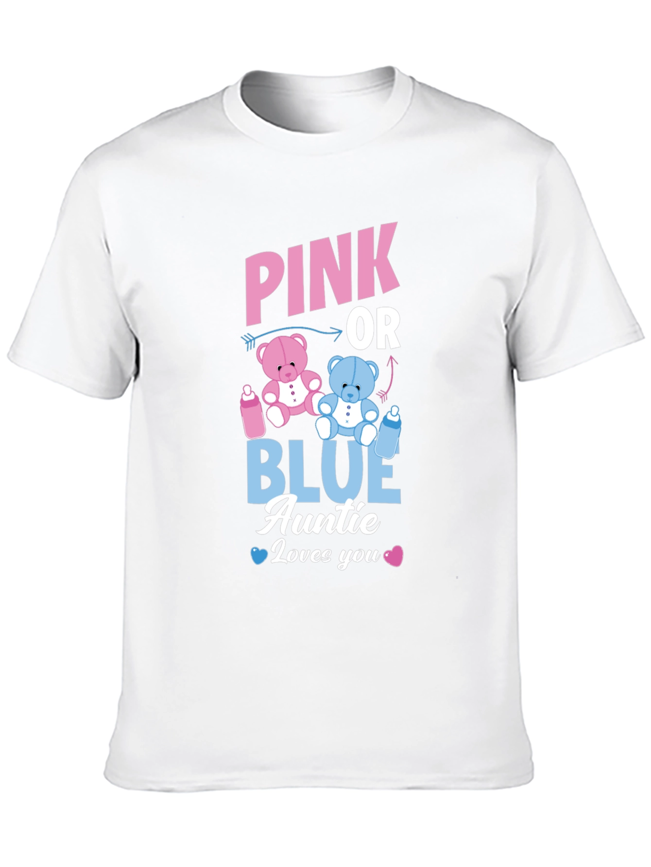 Pink or Blue Auntie Loves You Baby Gender Reveal T-Shirt - 10