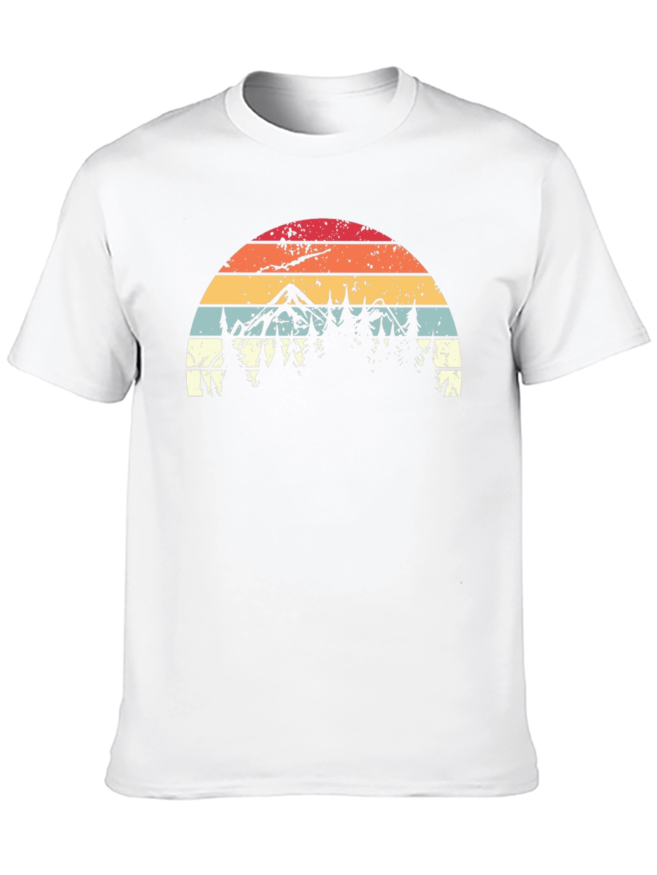 Black Retro Mountain Forest T-Shirt view 10