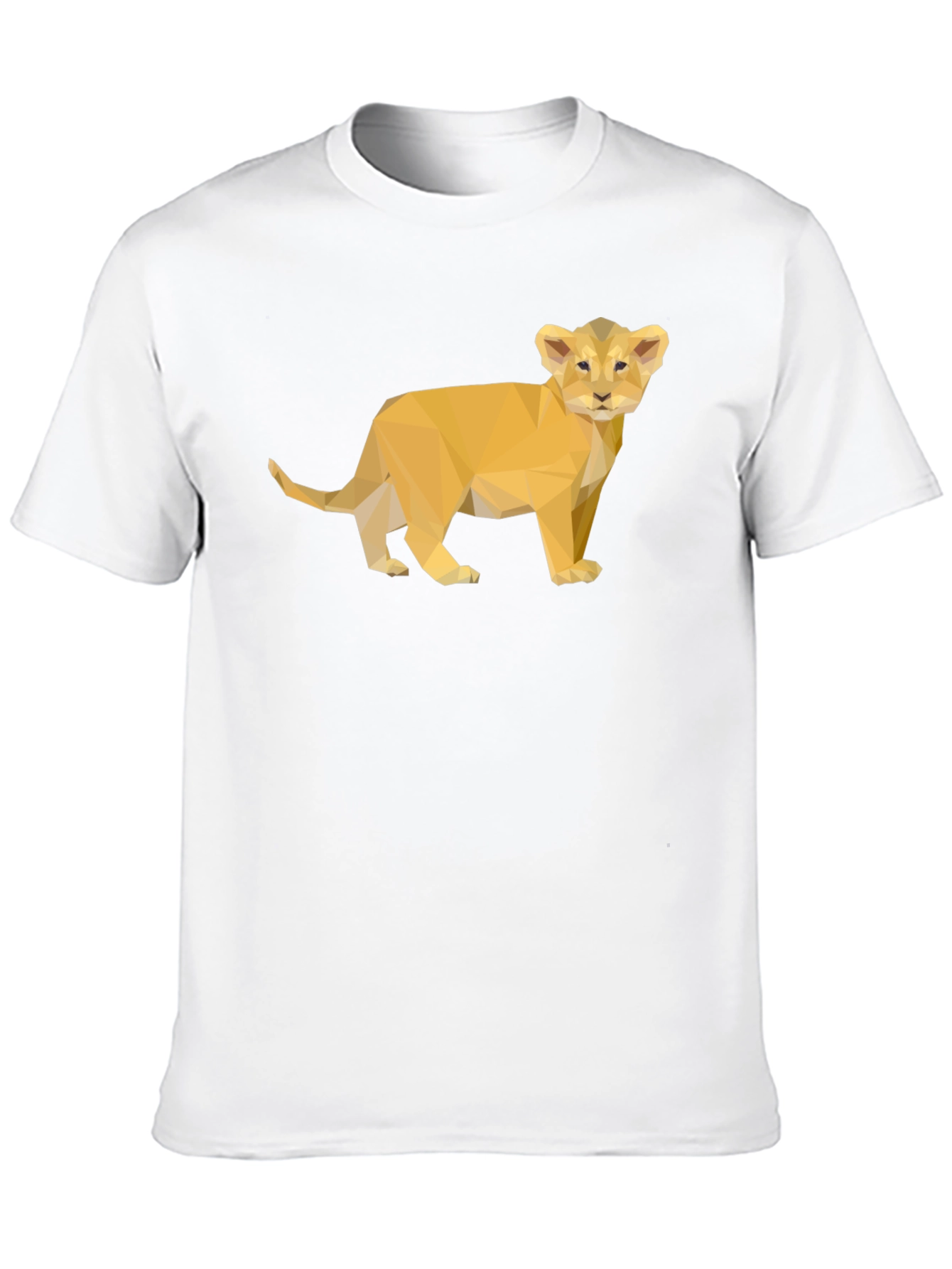 Black Lion Cub Geometric Print Black T-Shirt view 10