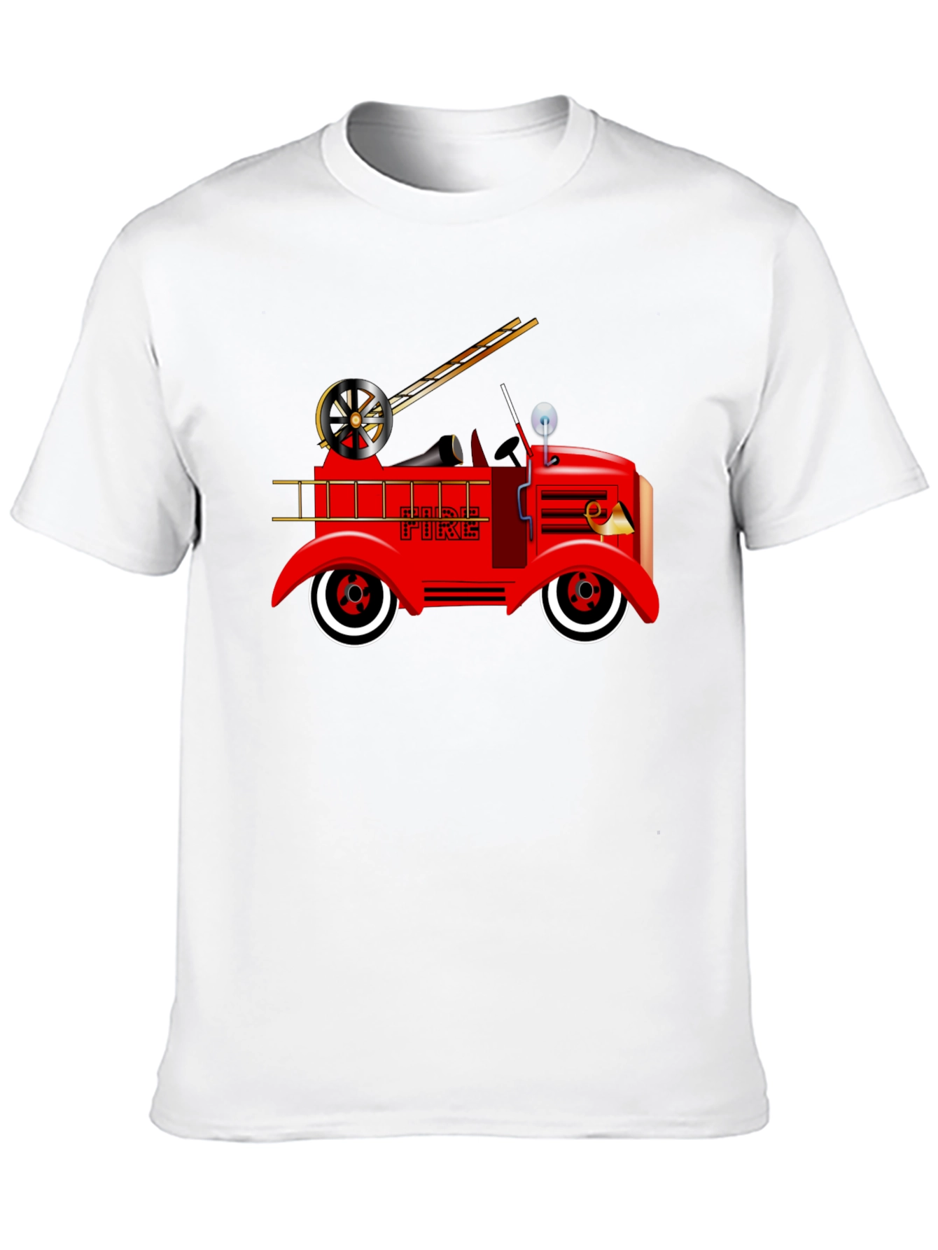 Black Vintage Fire Truck Graphic T-Shirt view 10