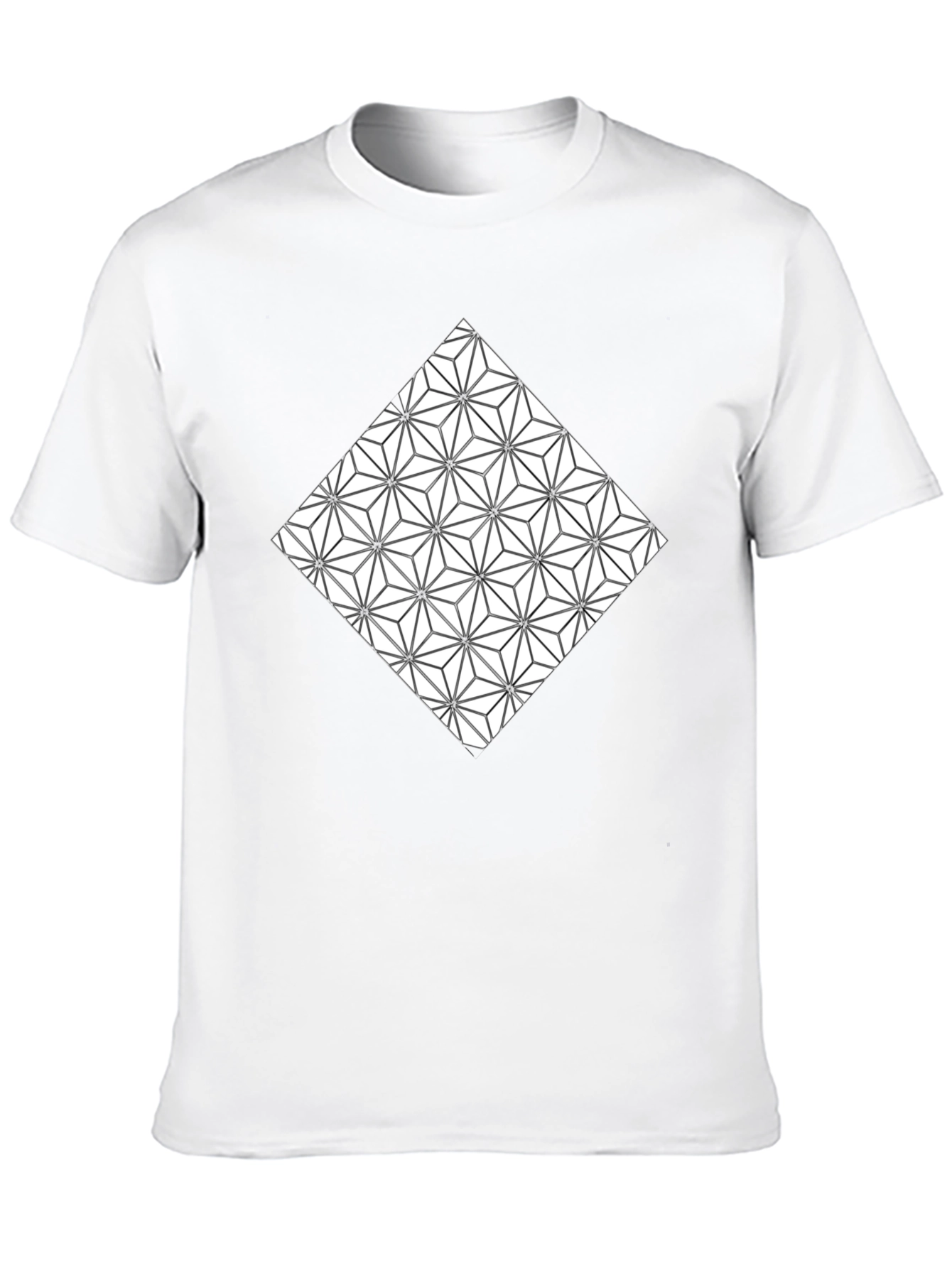 Black Geometric Triangle Pattern Black T-Shirt view 10