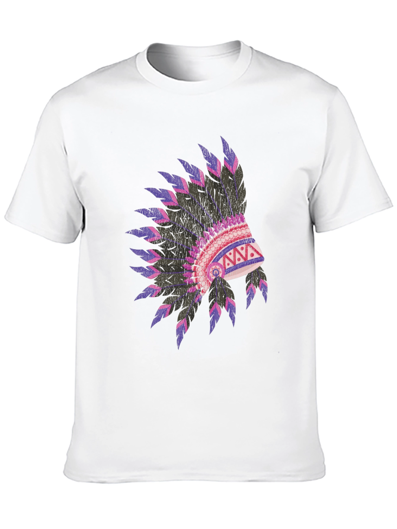 Black Native American Headdress Graphic Black T-Shirt view 10
