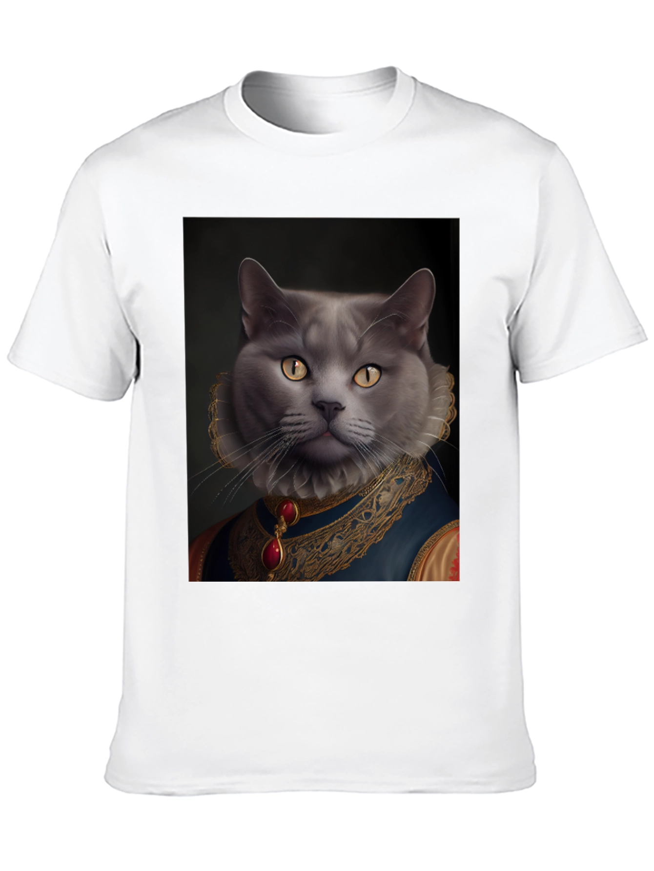 Black Royal Cat Portrait T-Shirt - Unique Novelty Tee view 10