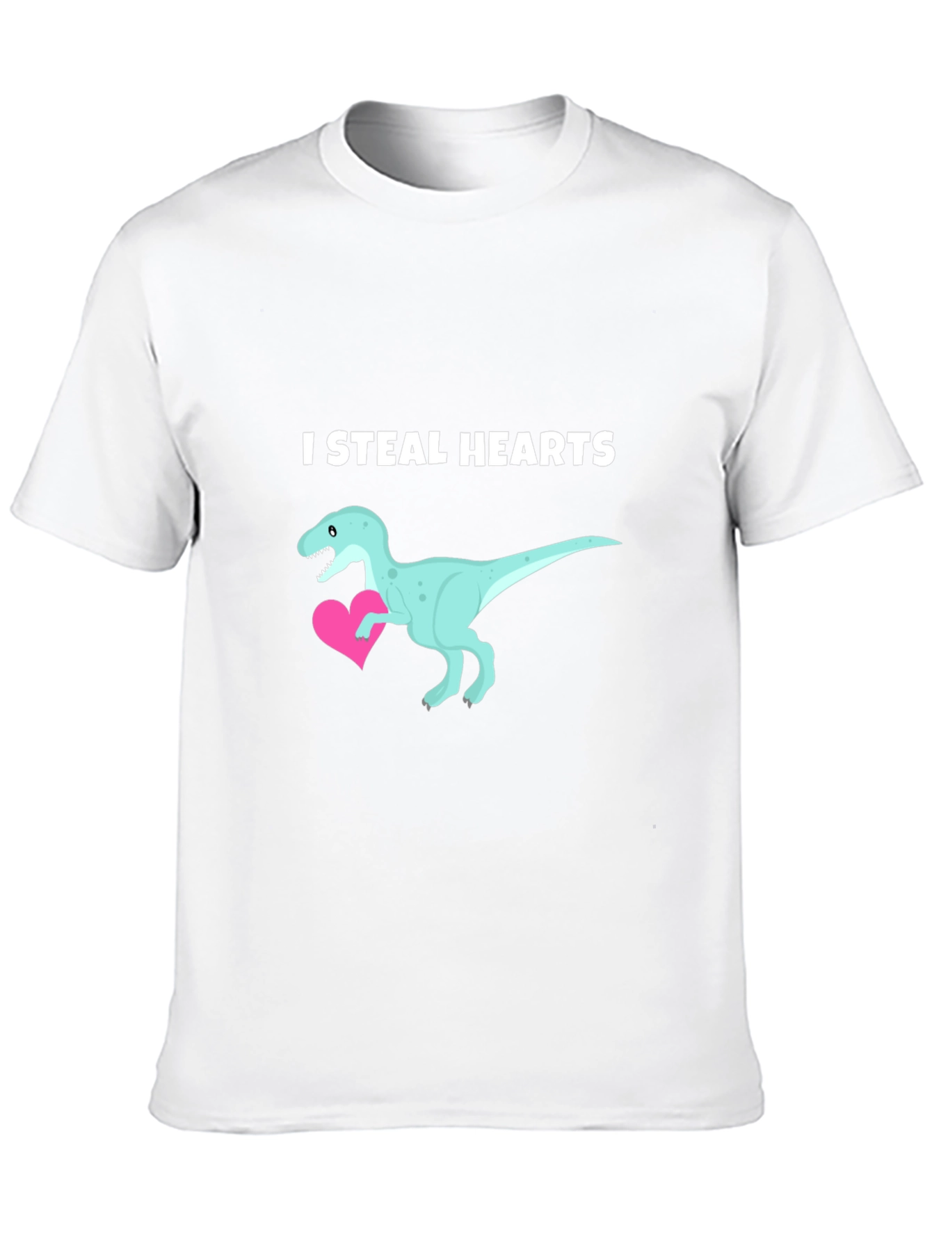 Black I Steal Hearts Dinosaur Valentine's Day T-Shirt view 10