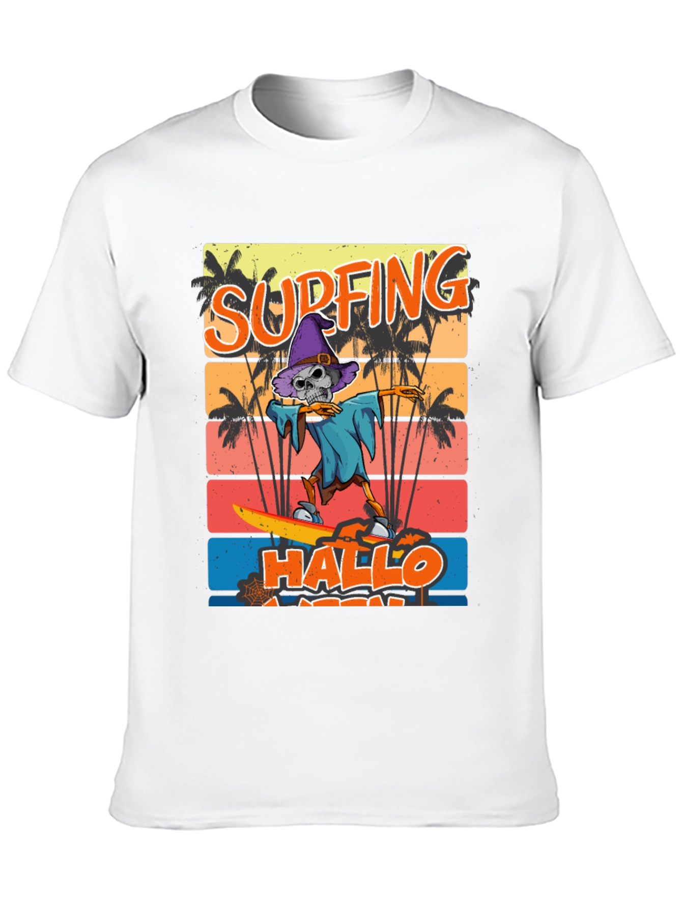 Black Surfing Hallo-ween Skeleton T-Shirt view 10