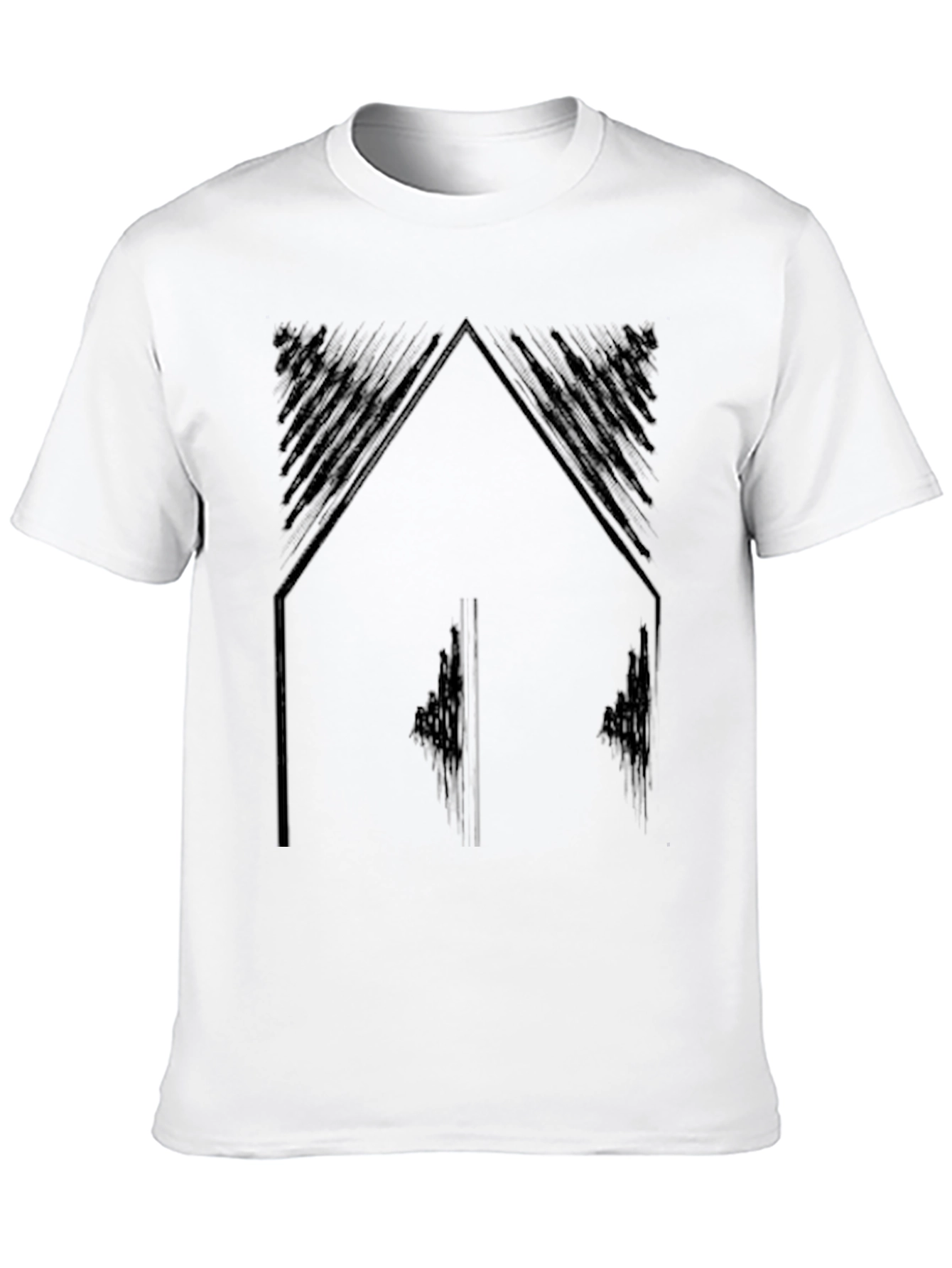 Black Abstract Geometric Black T-Shirt view 10