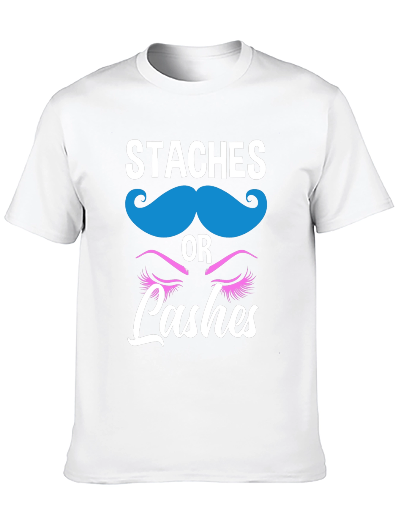 Black Staches or Lashes Gender Reveal T-Shirt view 10