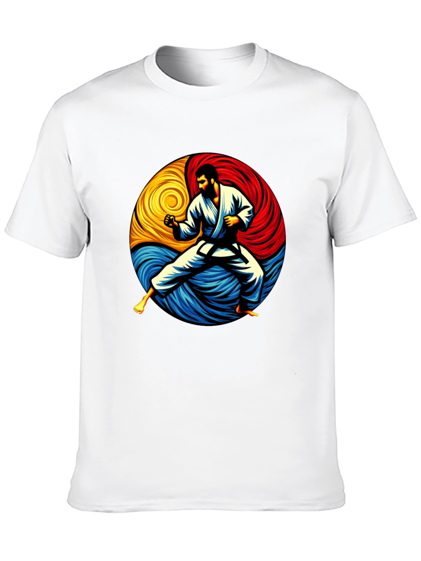 Black Karate Yin Yang Graphic Tee - Black Cotton Shirt view 10