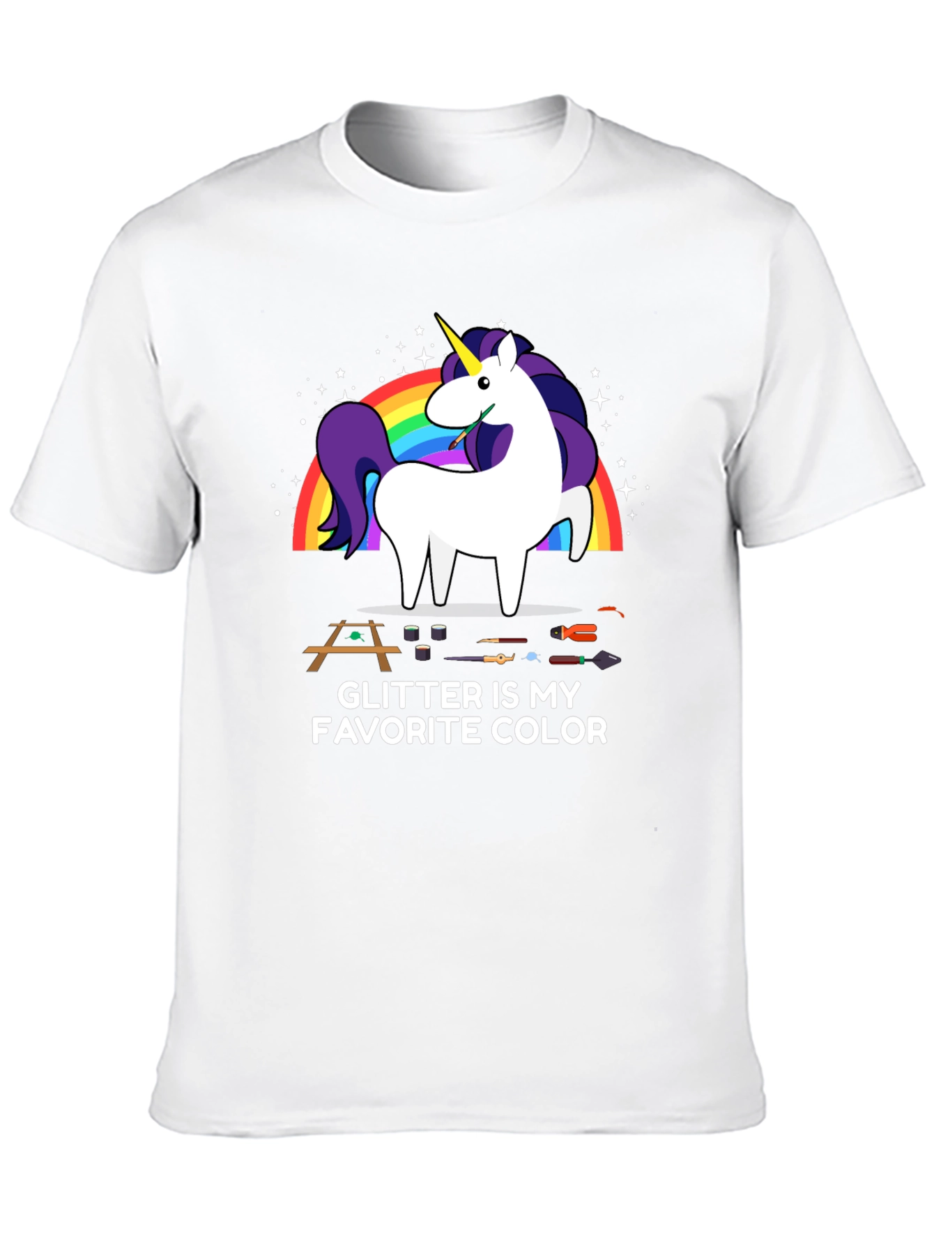 Black Glitter Is My Favorite Color T-Shirt Unicorn Carpenter view 10