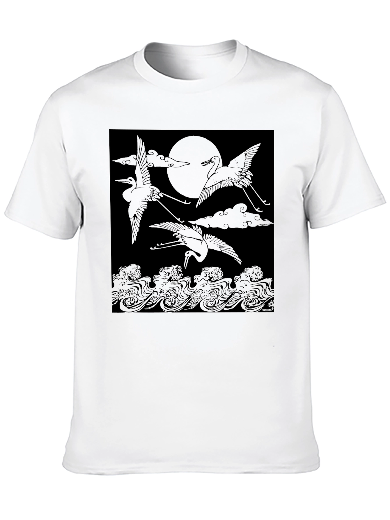 Black Crane & Moon Graphic Tee - Black view 10
