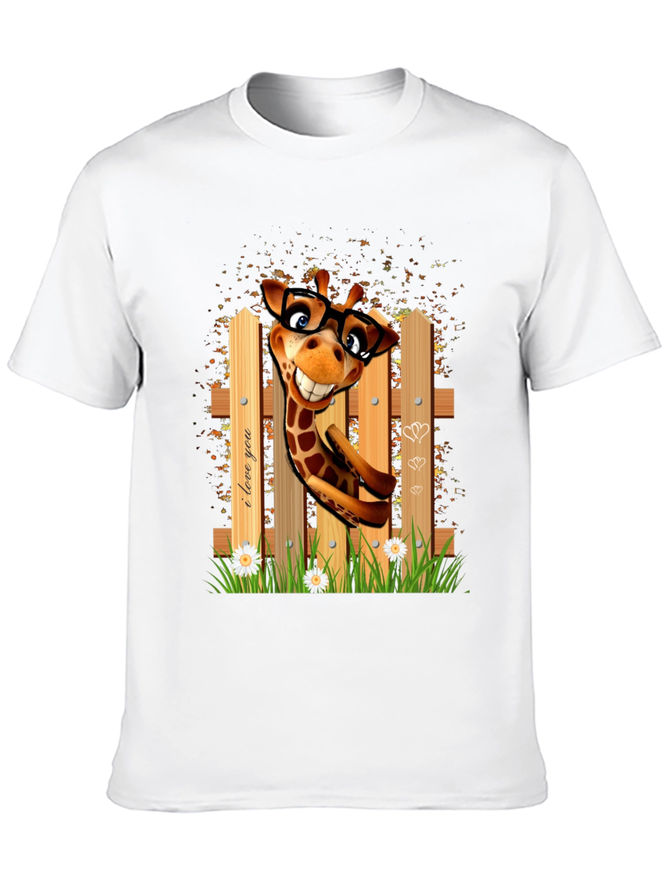 Black Funny Giraffe in Glasses T-Shirt view 10