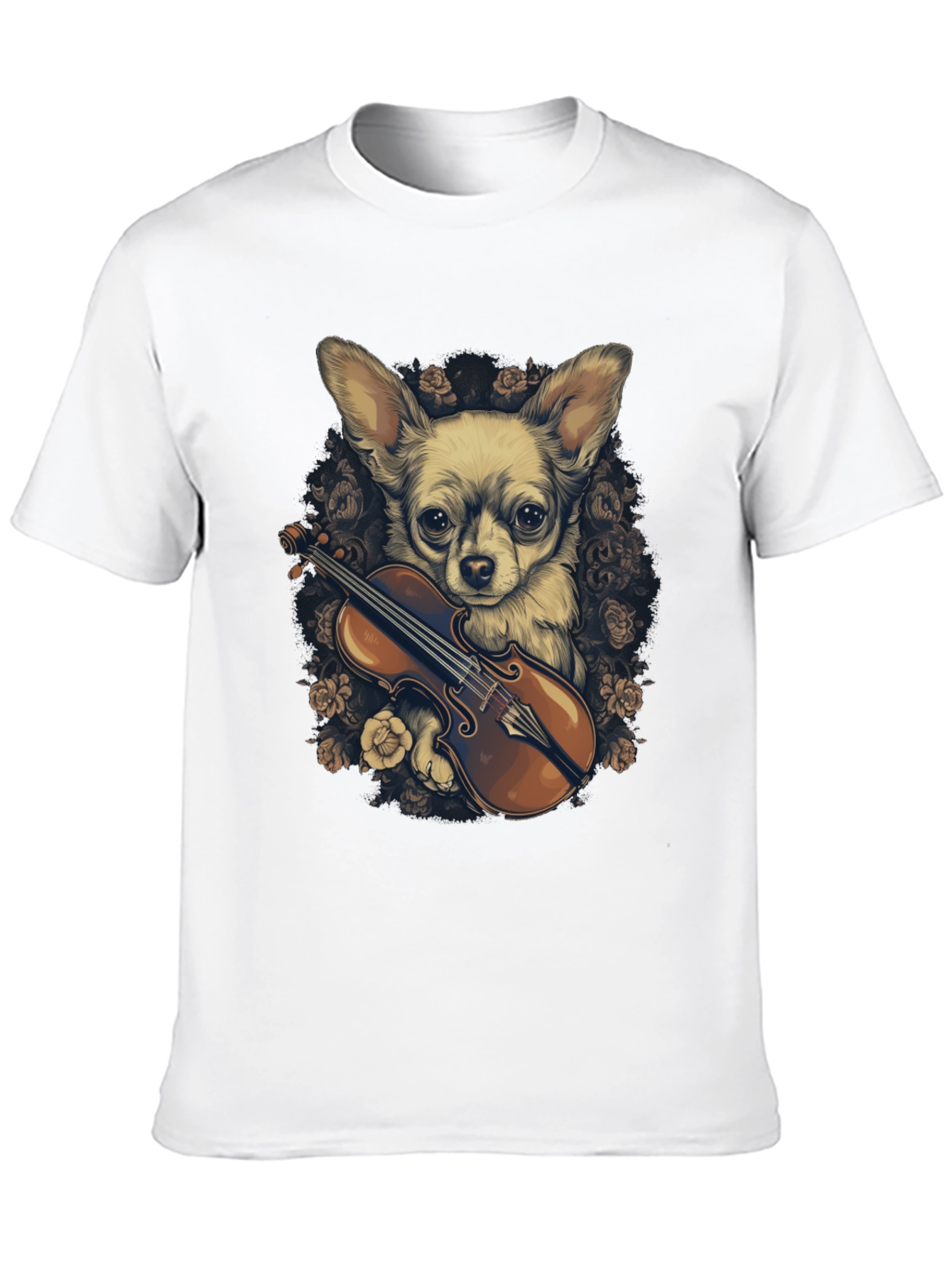 Black Chihuahua Violin T-Shirt view 10