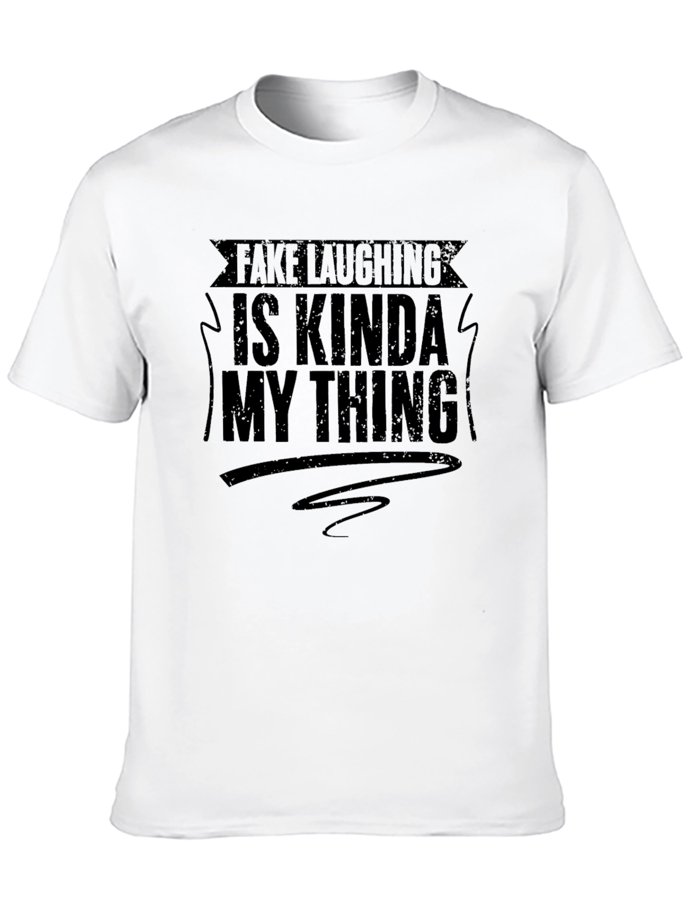 Black Funny Graphic Tee: Fake Laughing is My Thing view 10