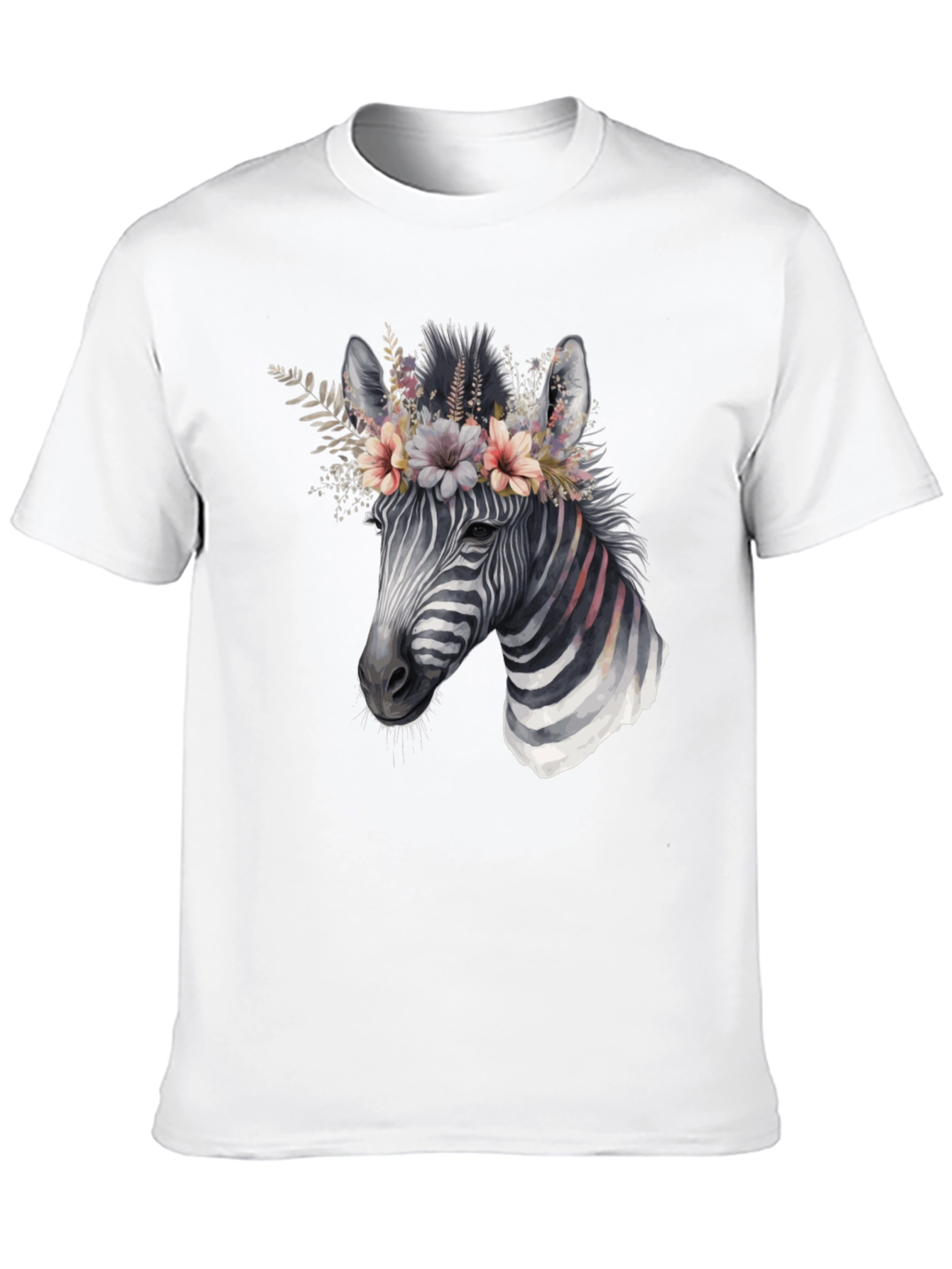 Black Zebra Floral Crown Graphic Tee - Unisex Cotton T-Shirt view 10