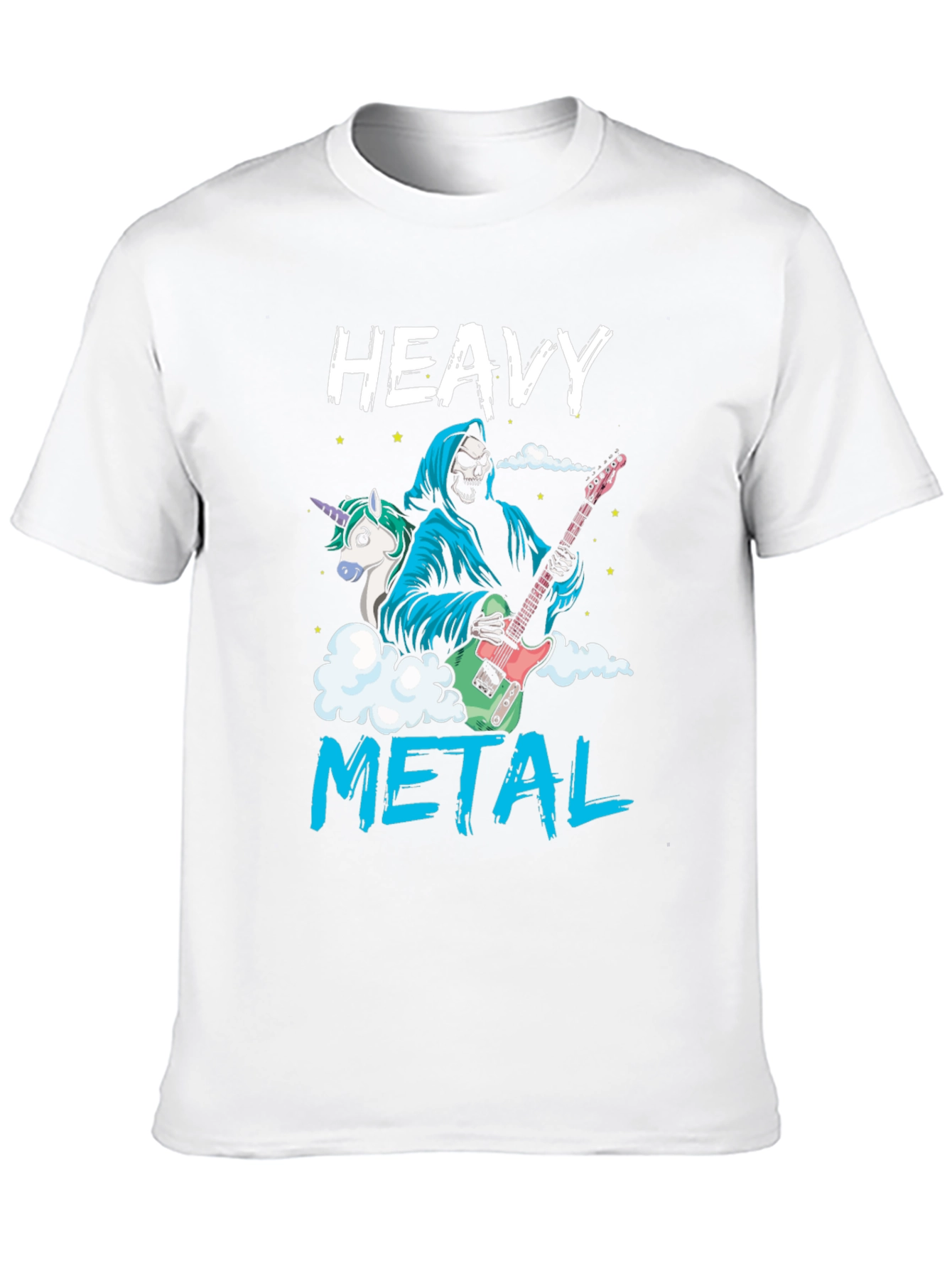 Black Heavy Metal Graphic Tee - Grim Reaper Unicorn Guitarist view 10