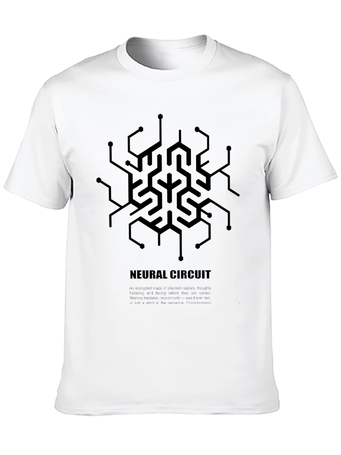 Black Neural Circuit Graphic Tee - Black Cotton T-Shirt view 10