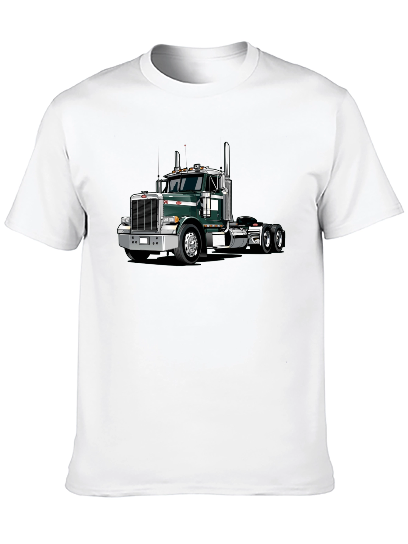 Black Trucker T-Shirt: Green Semi Truck Graphic Tee view 10