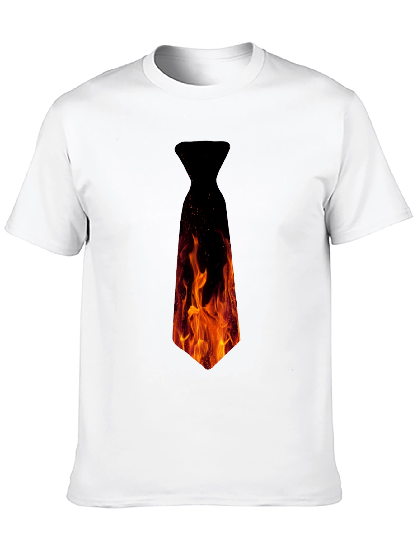 Black Fiery Necktie Graphic Tee - Black Cotton T-Shirt view 10