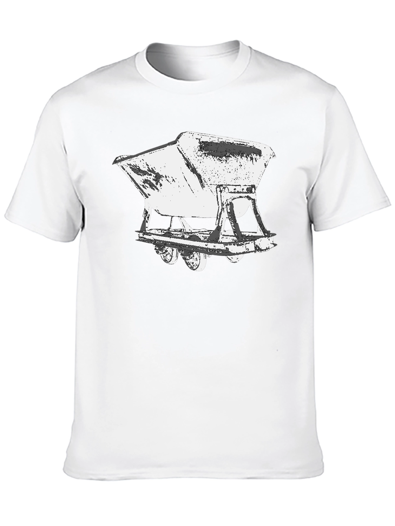 Black Vintage Mine Cart Graphic Tee - Black Cotton Shirt view 10