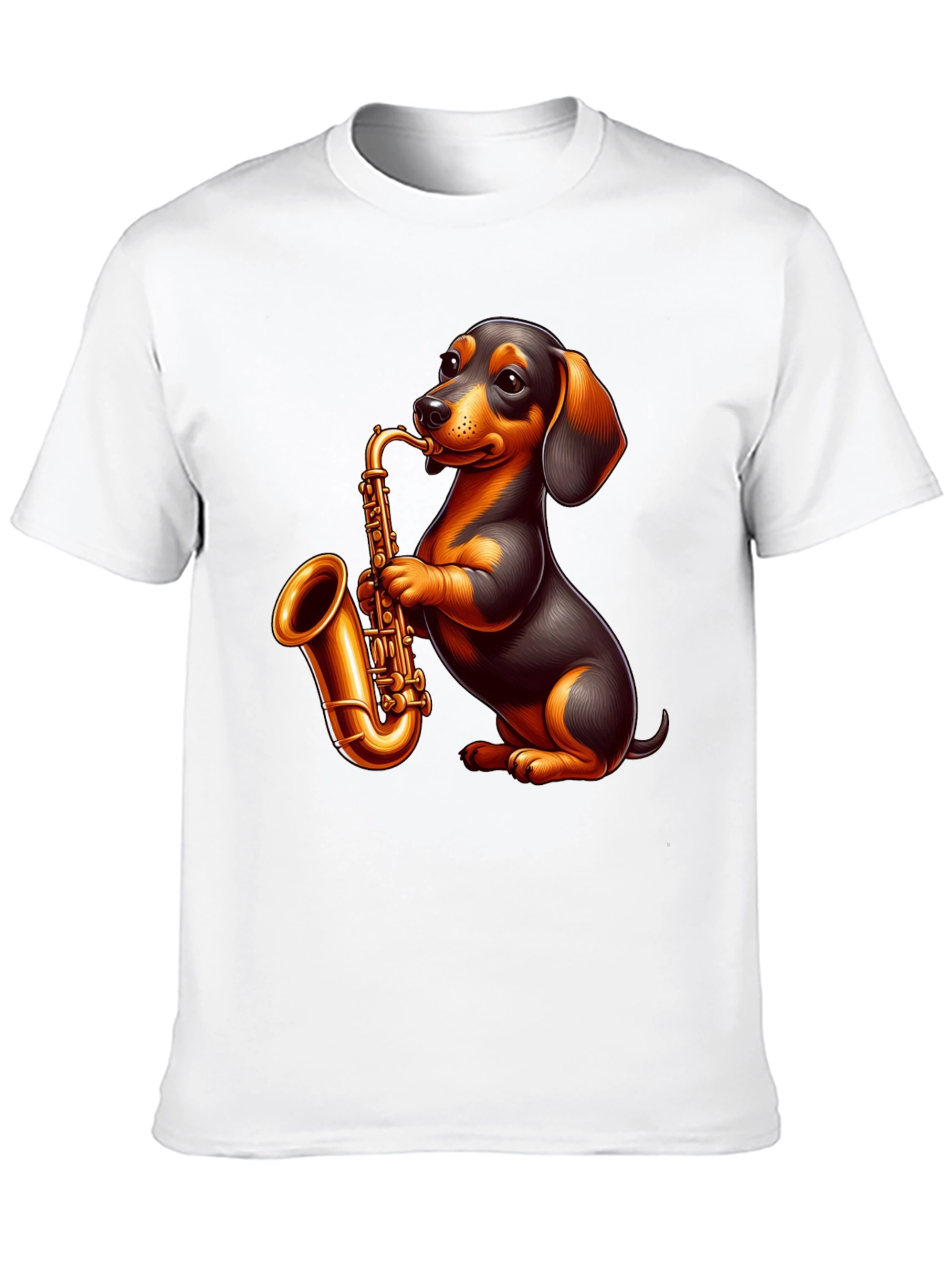 Black Dachshund Saxophone Graphic T-Shirt view 10