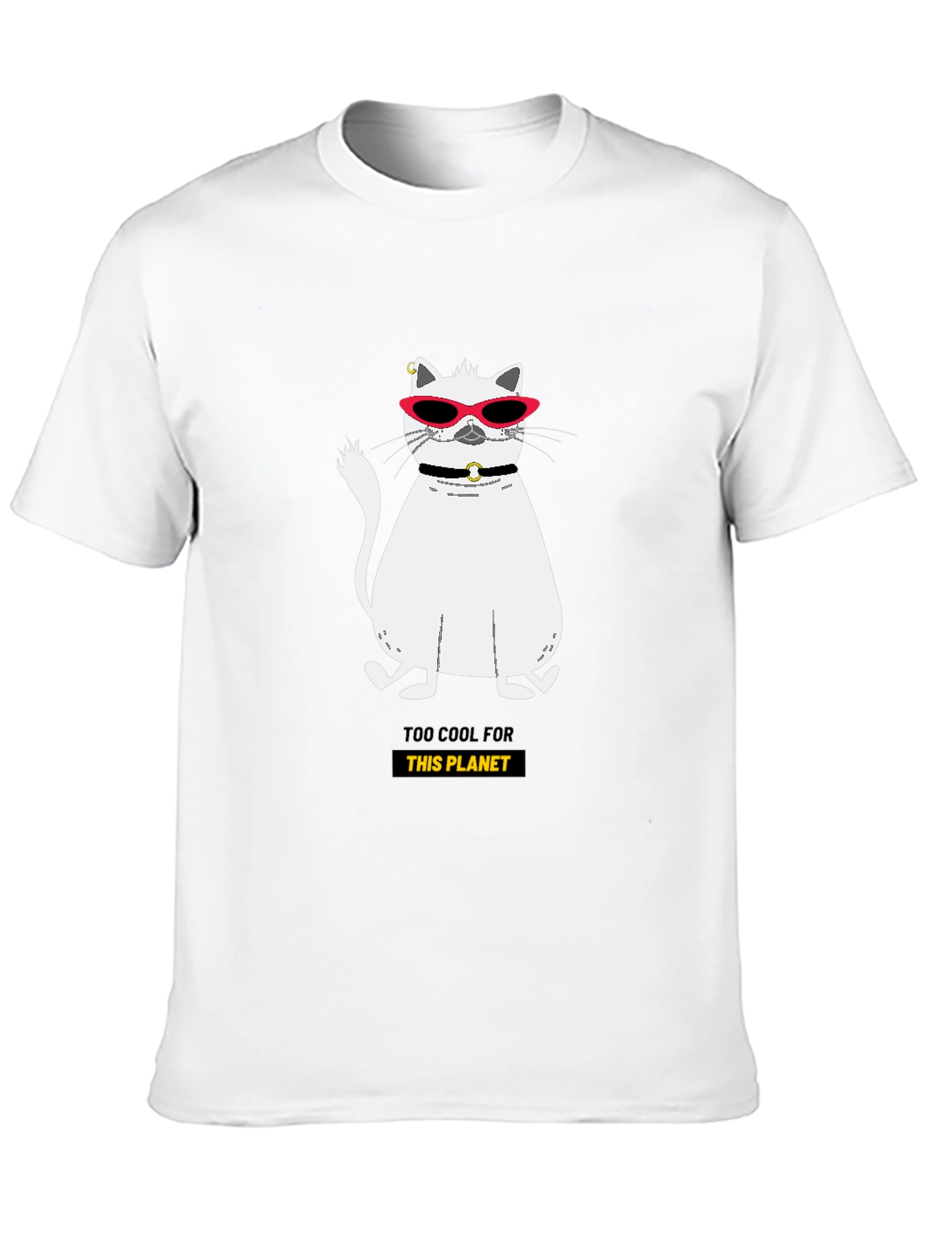 Black Cool Cat Graphic Tee - Too Cool For This Planet view 10