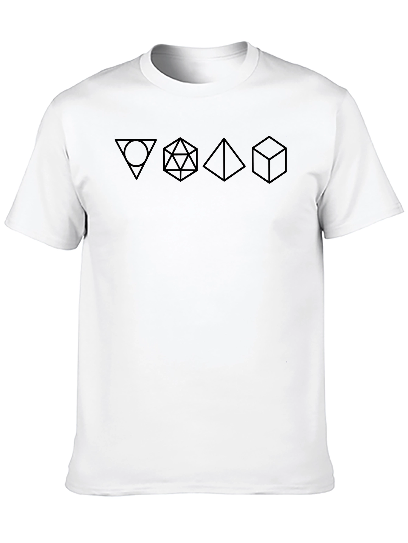 Black Polyhedral Shapes Tee - Minimalist Geometric Design view 10