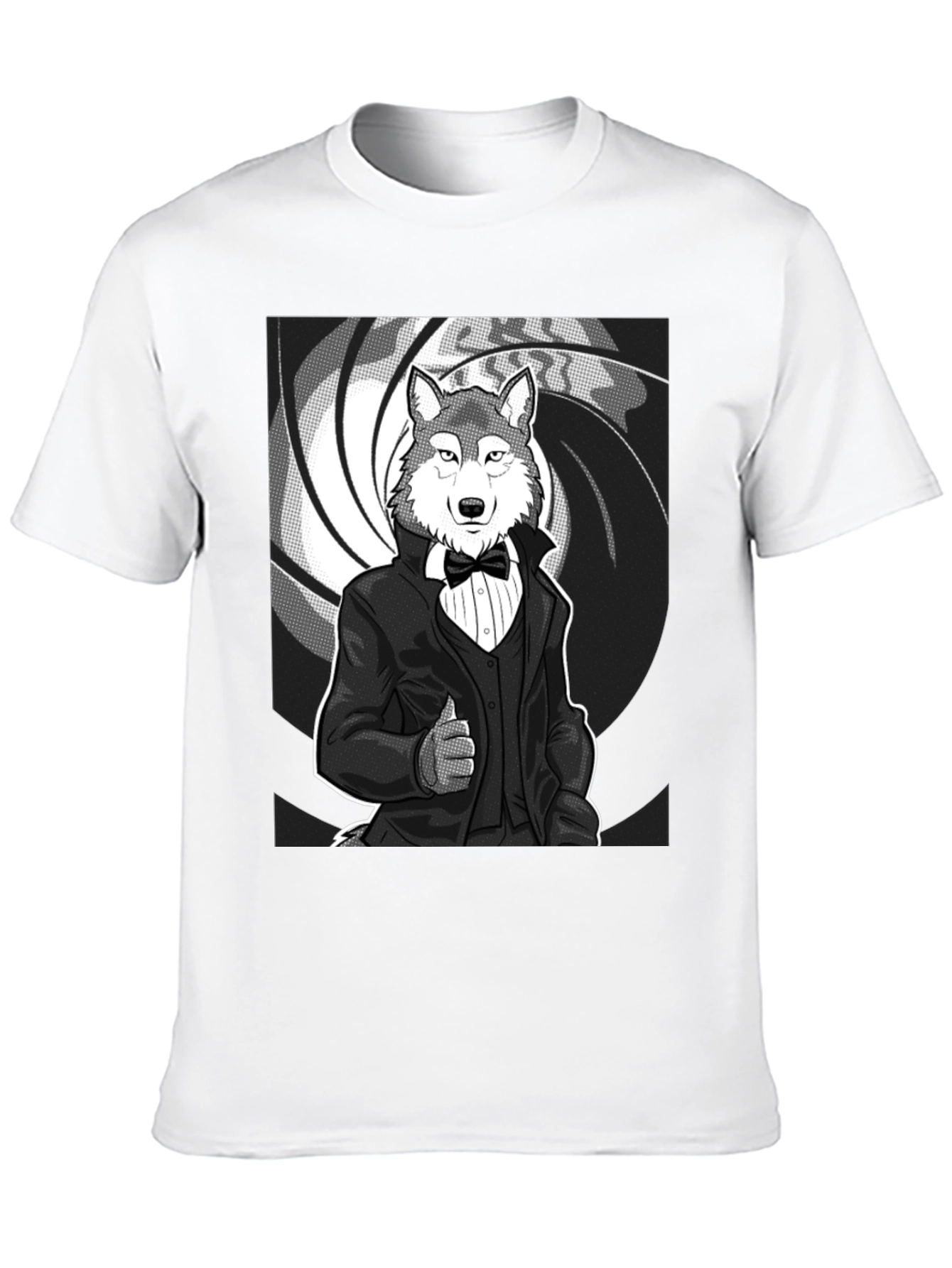 Black Wolf Tuxedo T-Shirt - Suave and Sophisticated Style view 10