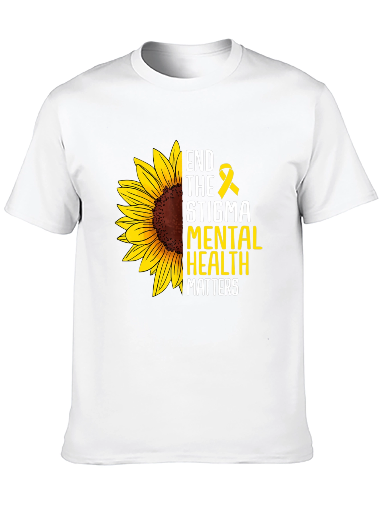 Black End the Stigma Mental Health Matters Sunflower T-Shirt view 10