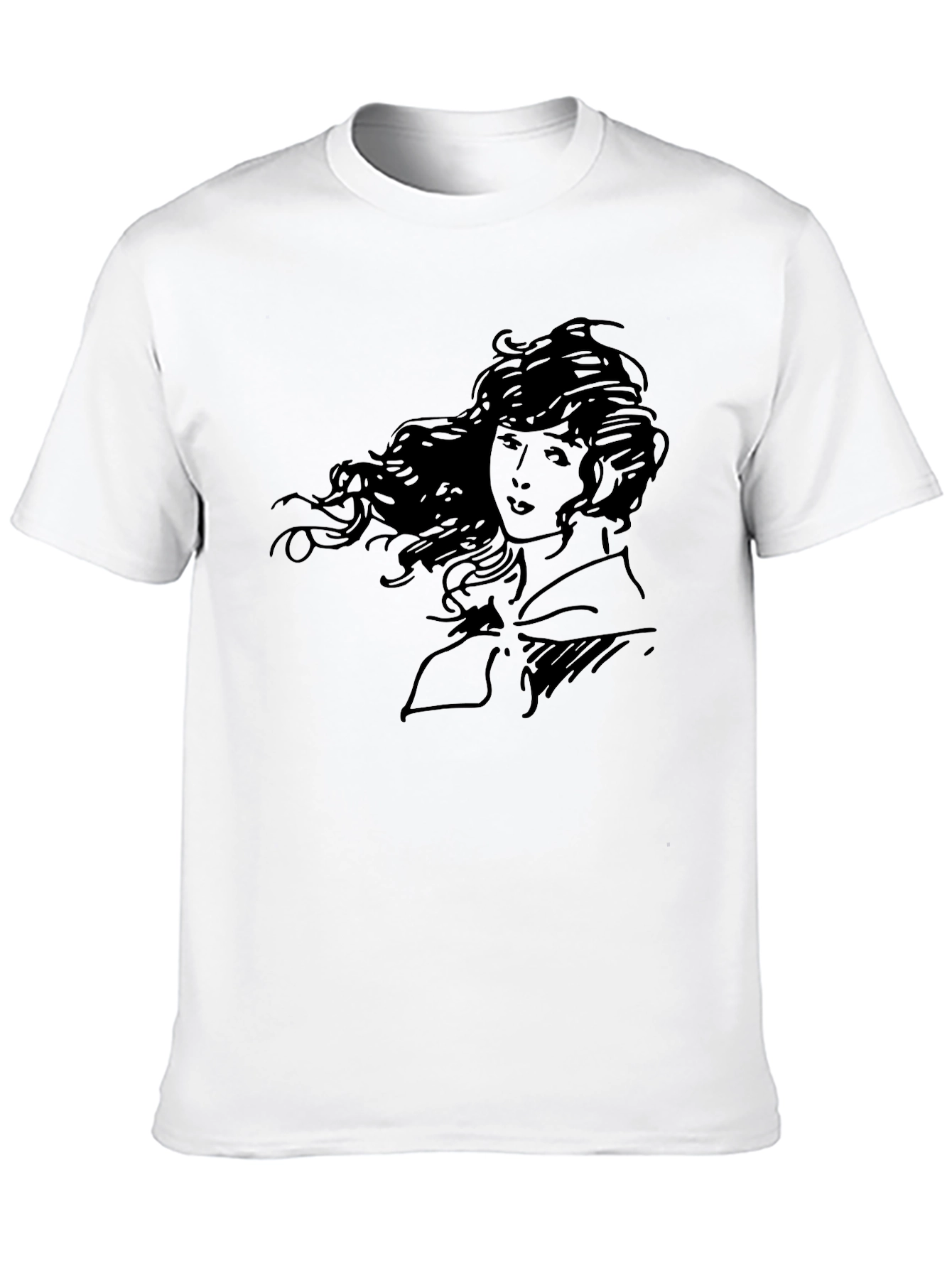 Black Elegant Woman Graphic T-Shirt - Black view 10