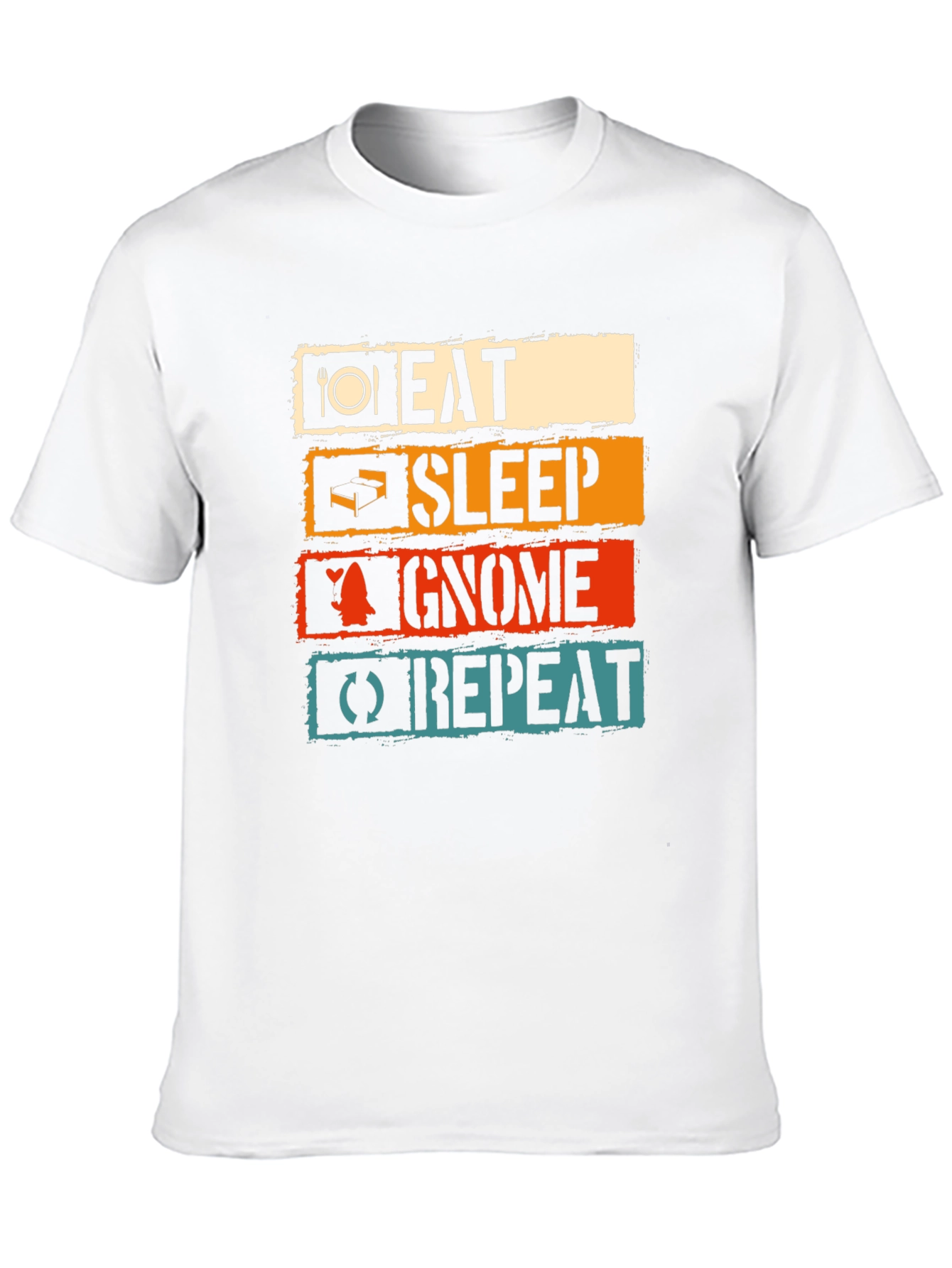 Black Eat Sleep Gnome Repeat Black T-Shirt view 10