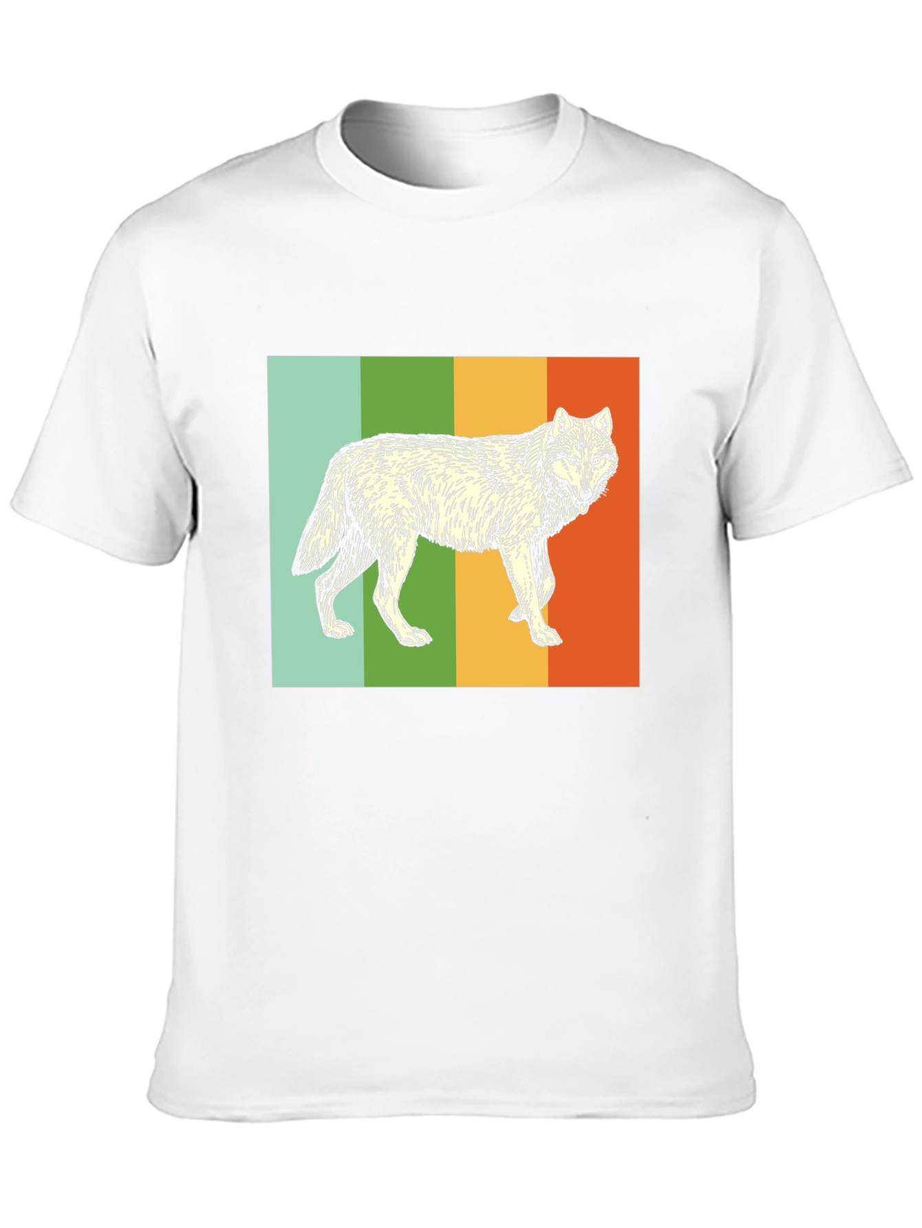 Black Retro Wolf Graphic Tee - Black Cotton Blend T-Shirt view 10