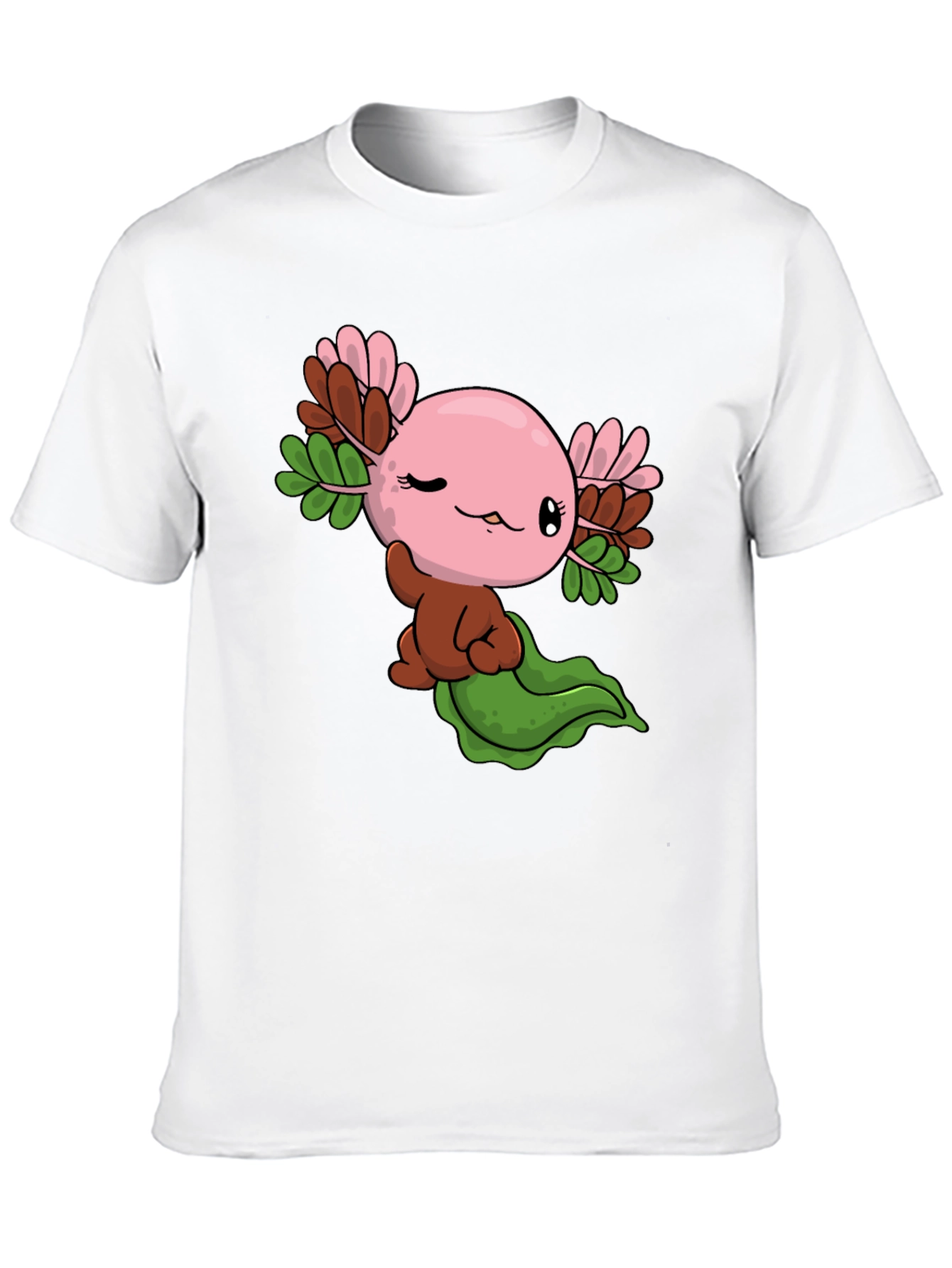 Black Cute Axolotl Cartoon Black T-Shirt view 10