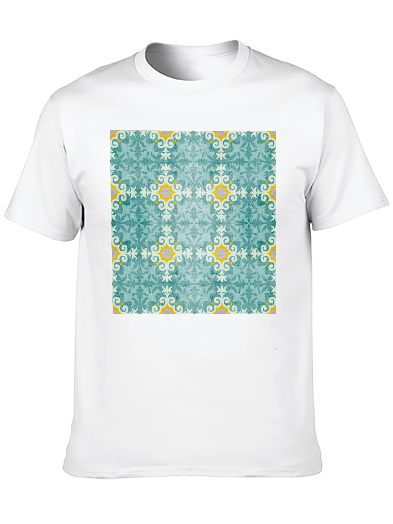 Black Patterned Crew Neck T-Shirt view 10