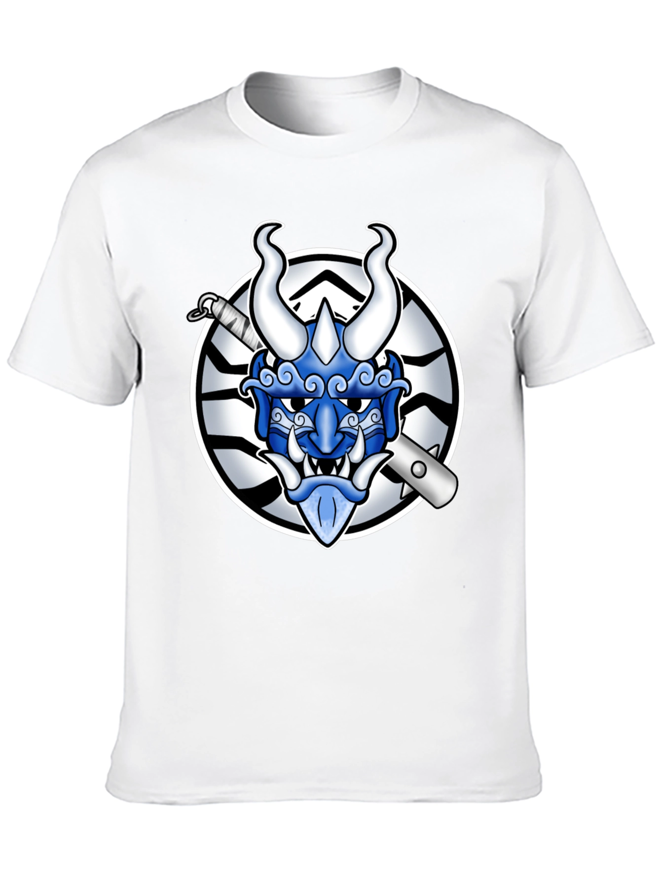 Black Black T-Shirt with Oni Mask Graphic view 10