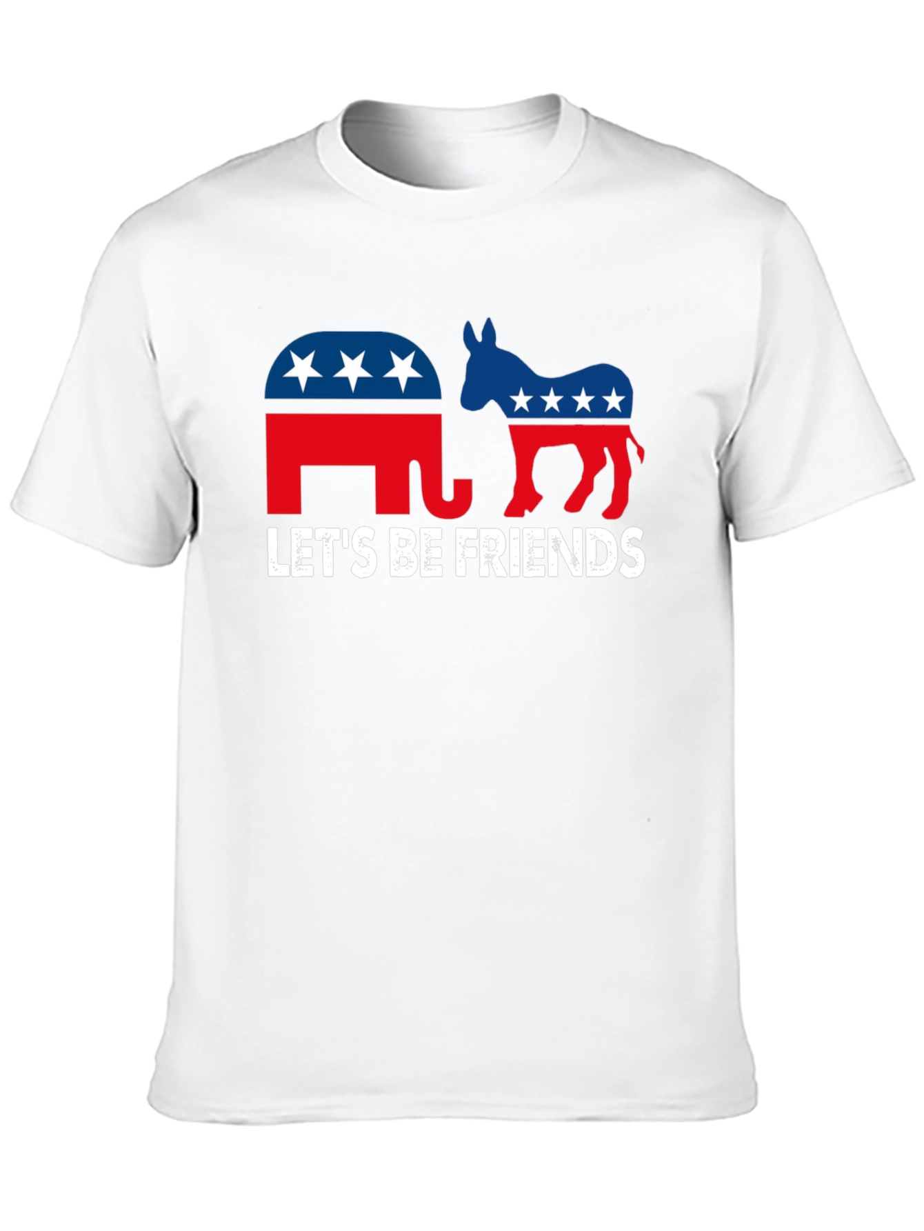 Black Let's Be Friends Political T-Shirt view 10