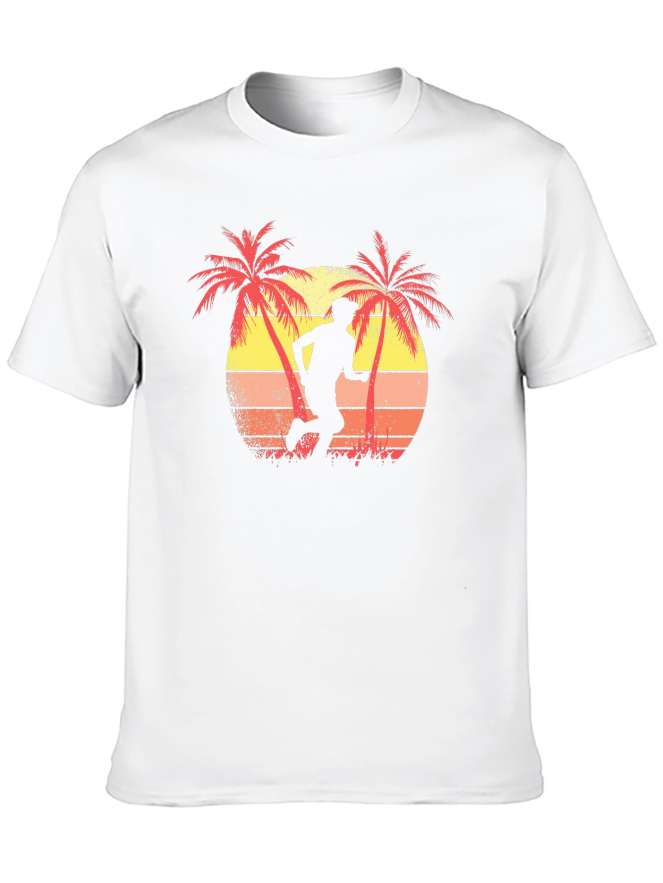 Black Retro Runner T-Shirt - Palm Tree Sunset Design view 10
