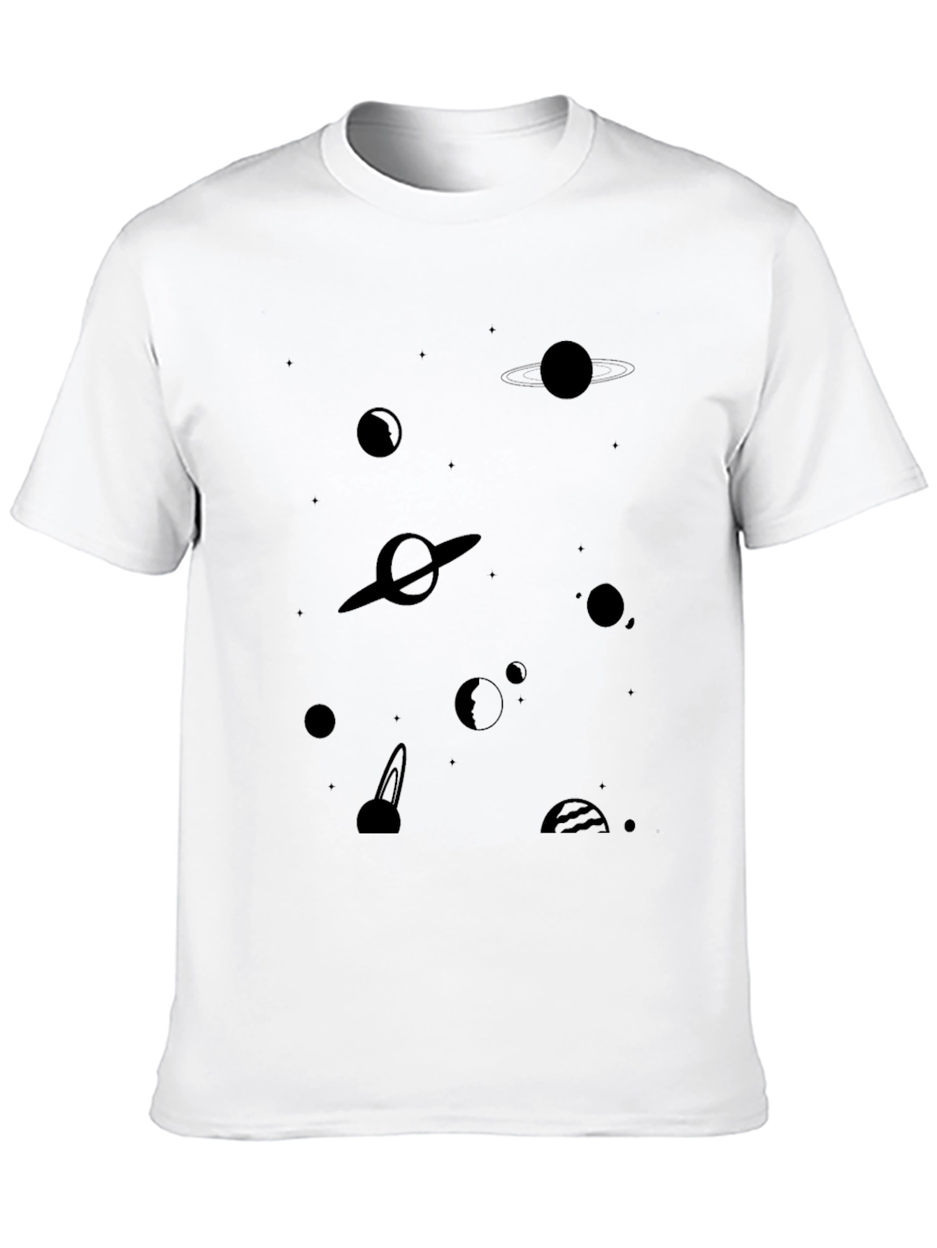 Black Space Planets Graphic Black T-Shirt view 10