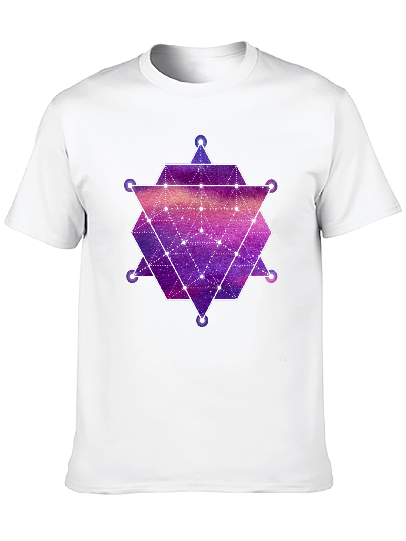 Black Geometric Galaxy Print Black T-Shirt view 10