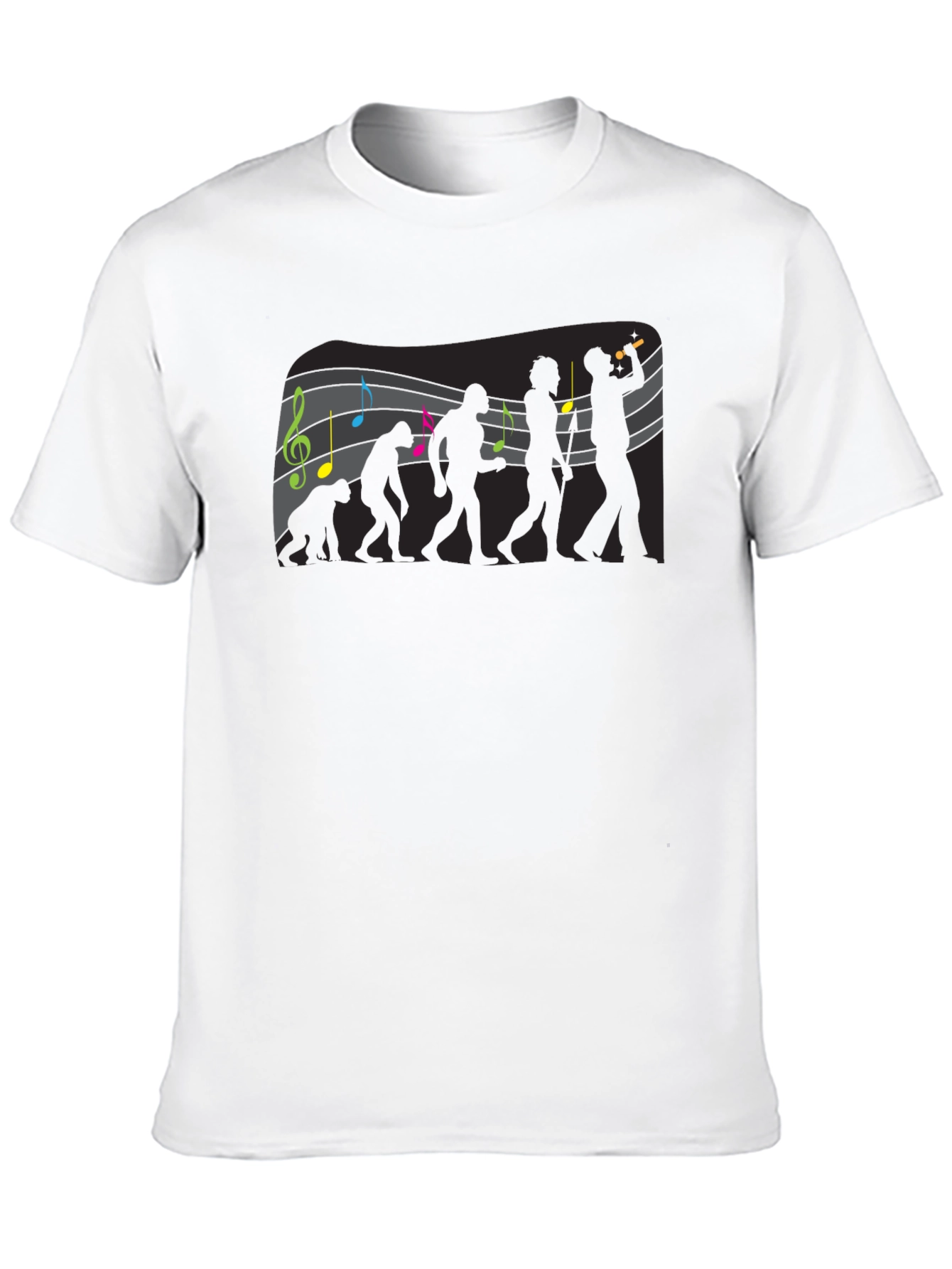 Black Evolution of Music Men's Black Graphic Tee view 10